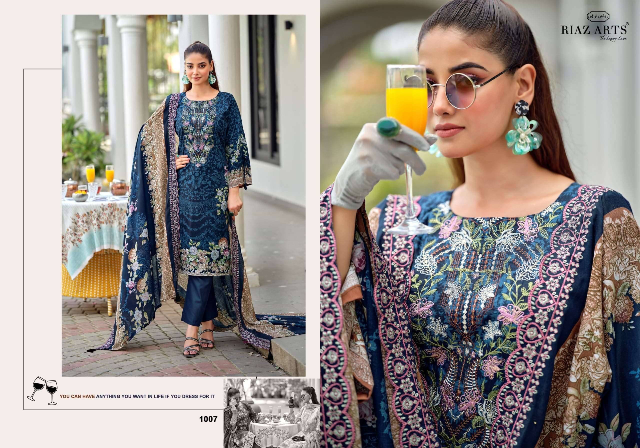 Riaz Arts Bin Saeed Premium Lawn Cotton Dress Material 8 Pcs Catalog