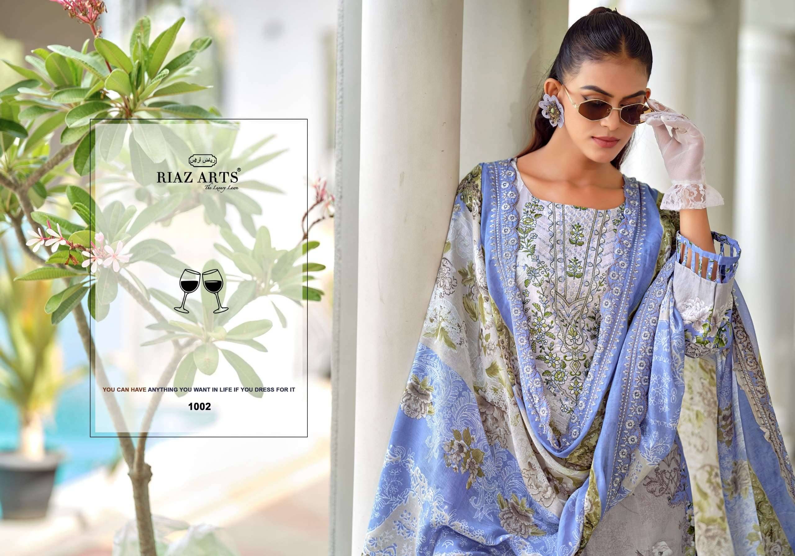 Riaz Arts Bin Saeed Premium Lawn Cotton Dress Material 8 Pcs Catalog