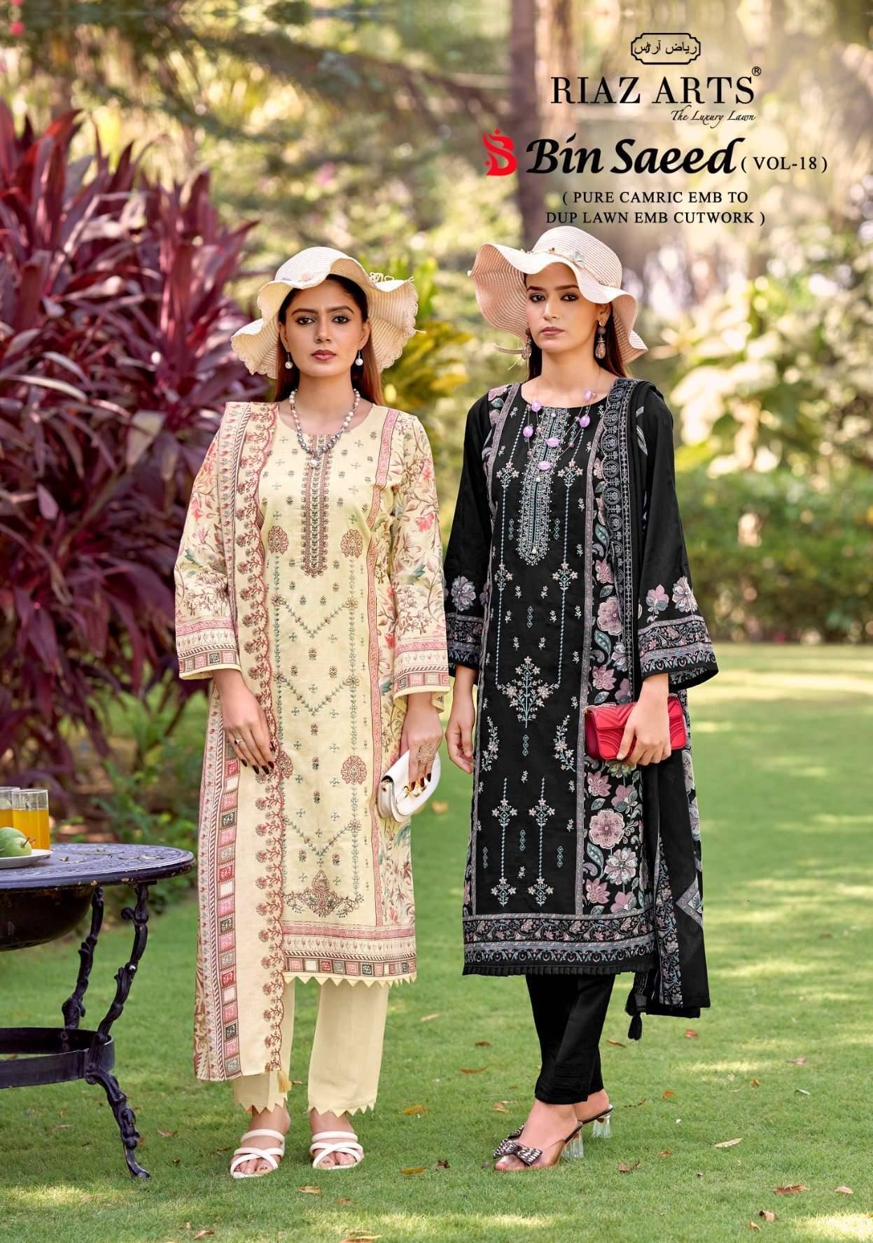 Riaz Arts Bin Saeed Vol 18 Lawn Cotton Dress Material 6 pcs Catalog