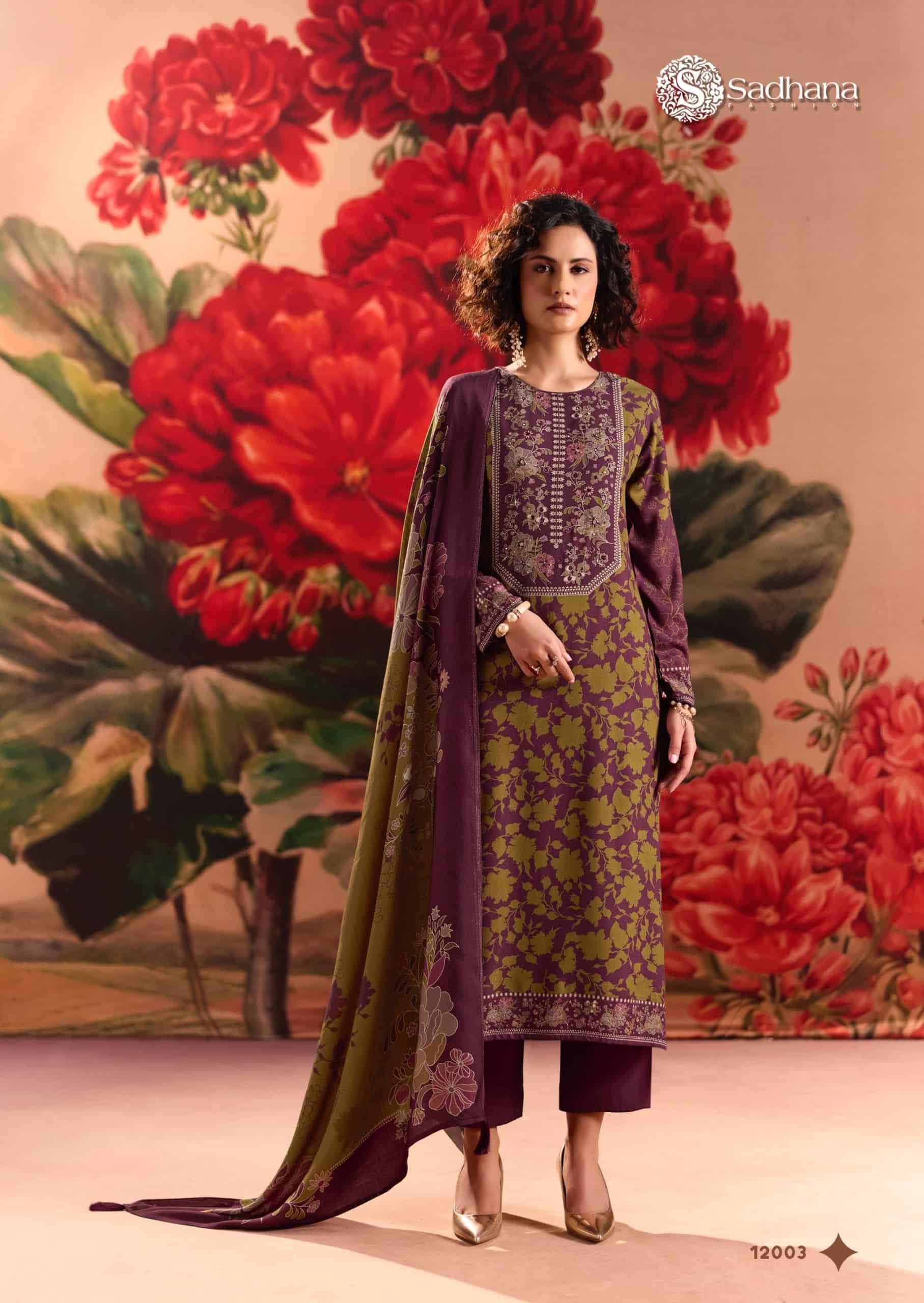 Sadhana Fashion Rose Reverie Pashmina Dress Material 6 Pcs Catalog