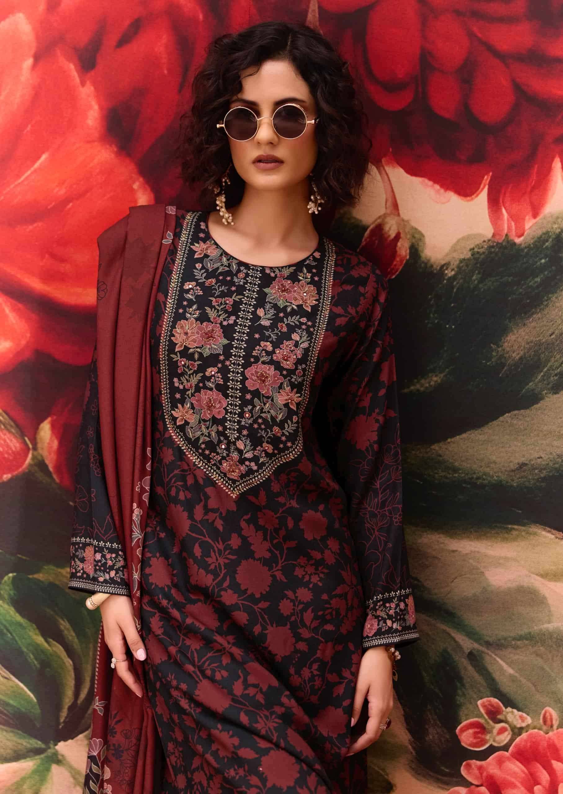 Sadhana Fashion Rose Reverie Pashmina Dress Material 6 Pcs Catalog