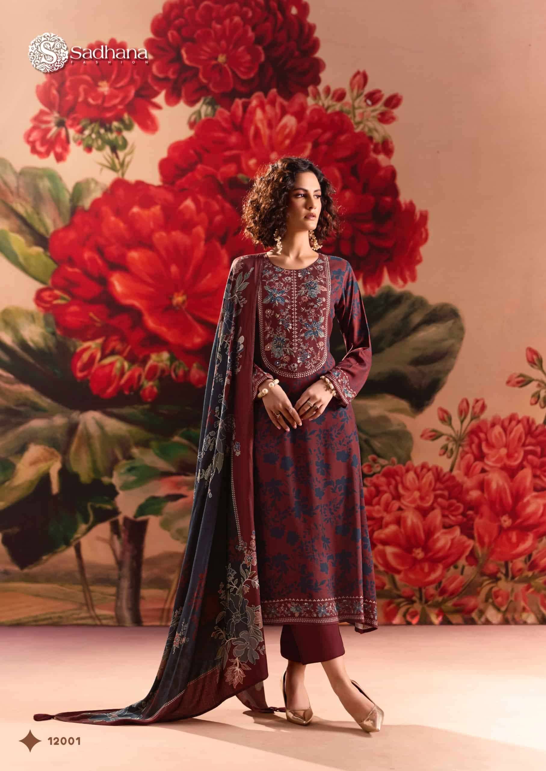 Sadhana Fashion Rose Reverie Pashmina Dress Material 6 Pcs Catalog