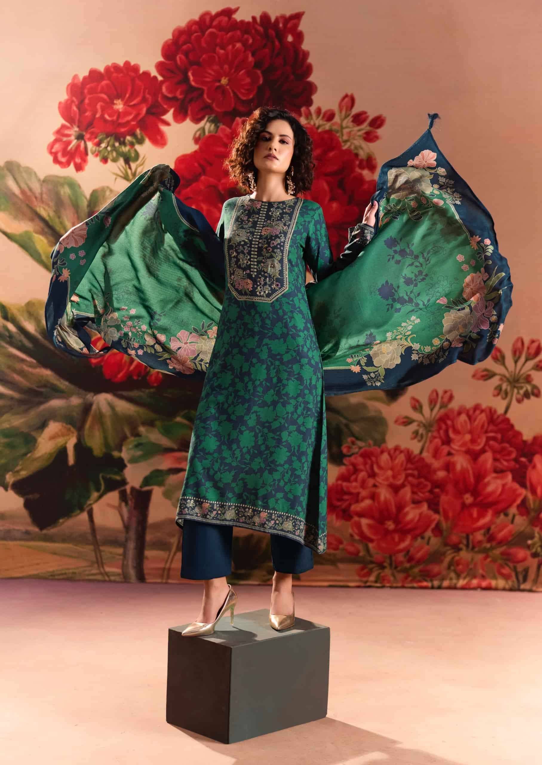 Sadhana Fashion Rose Reverie Pashmina Dress Material 6 Pcs Catalog