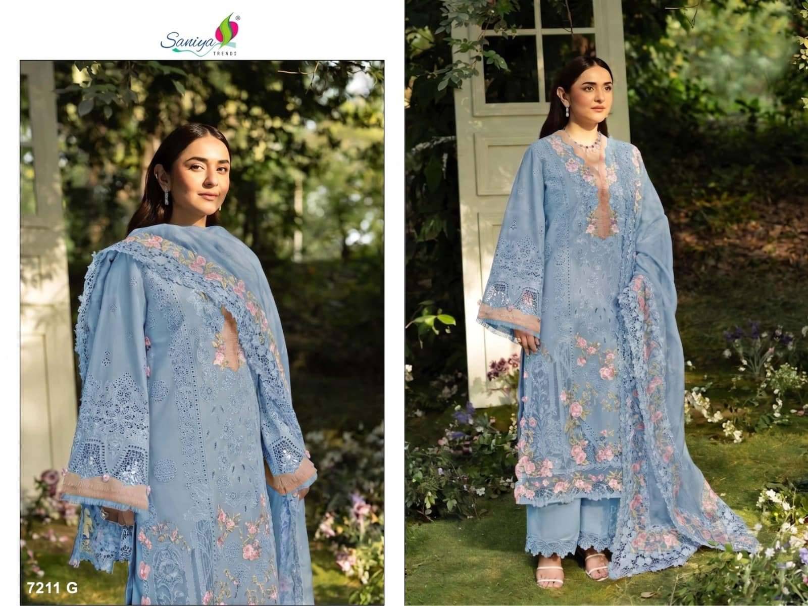 Saniya Trendz 7211 Efgh Chikankari Work Pakistani Suits 4 Pcs Catalog