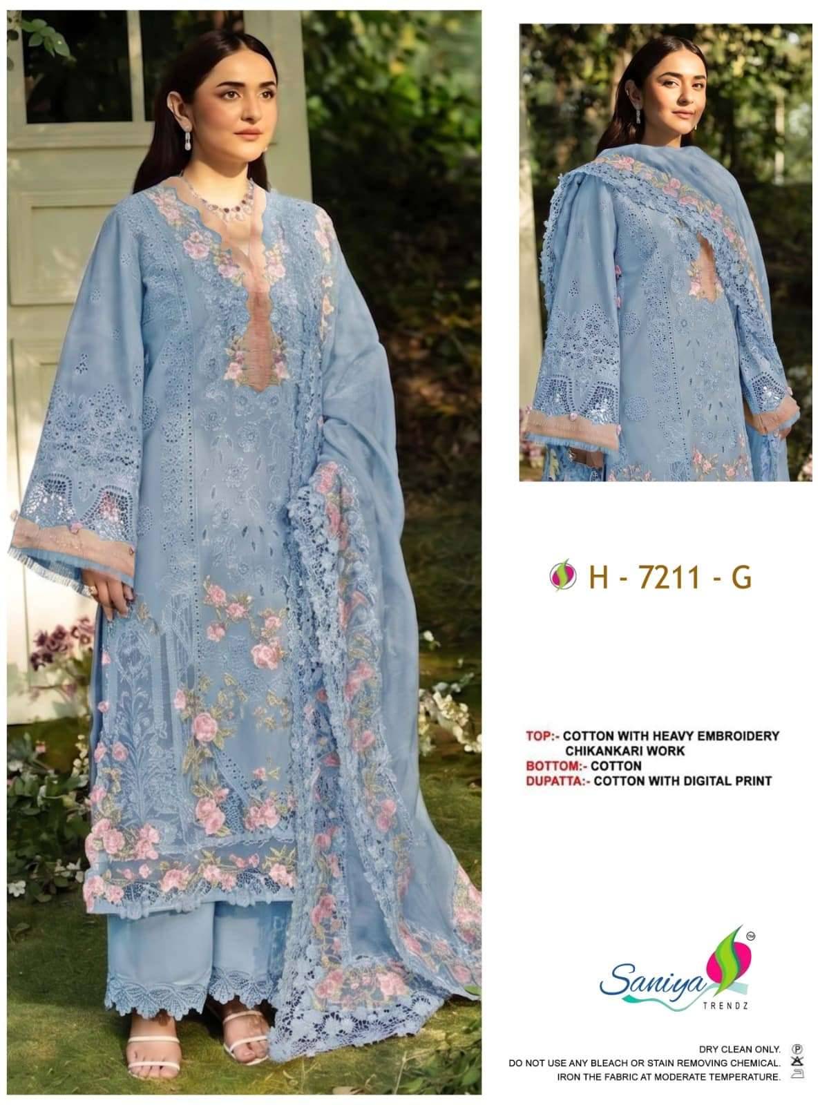 Saniya Trendz 7211 Efgh Chikankari Work Pakistani Suits 4 Pcs Catalog