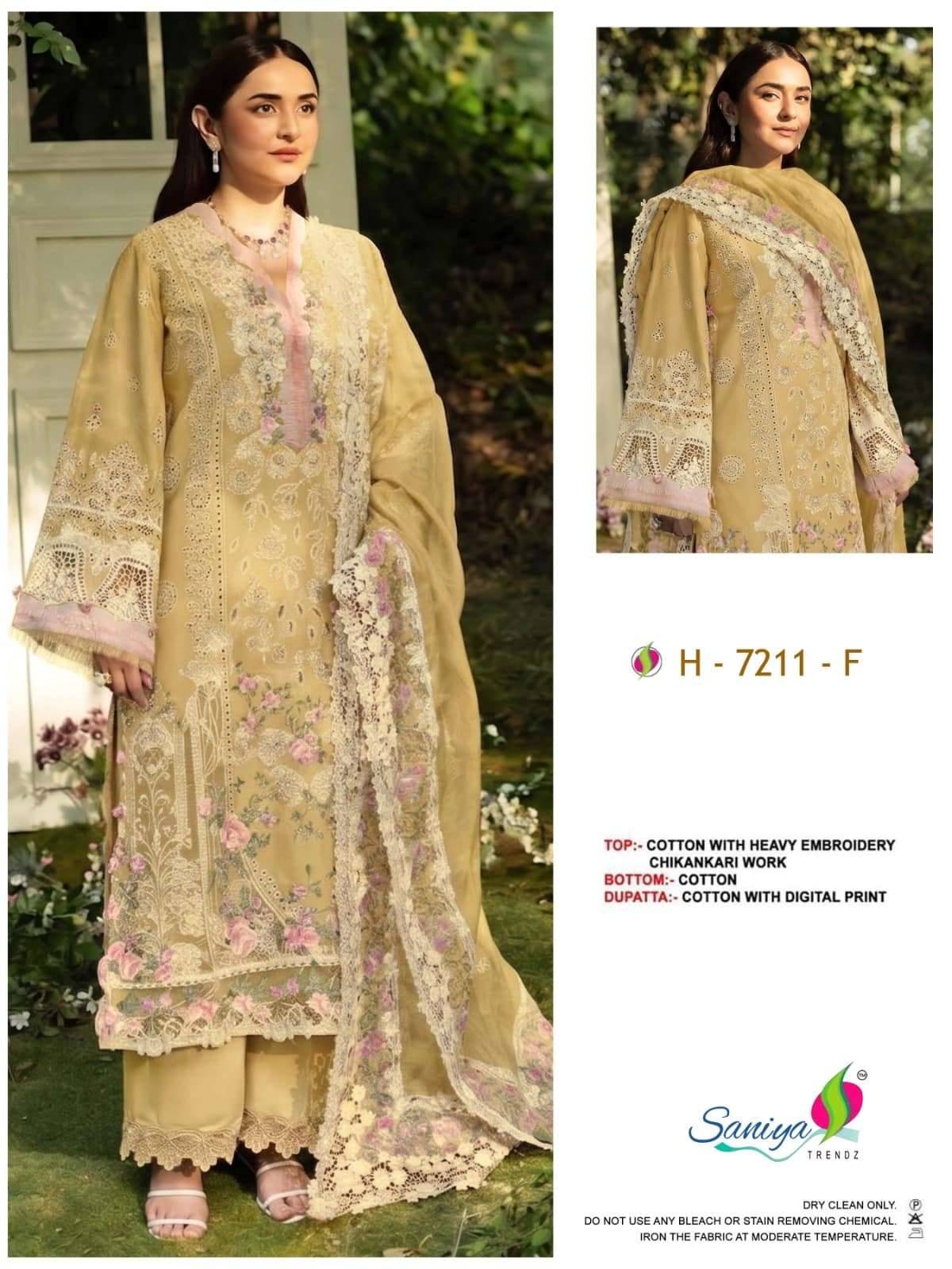Saniya Trendz 7211 Efgh Chikankari Work Pakistani Suits 4 Pcs Catalog