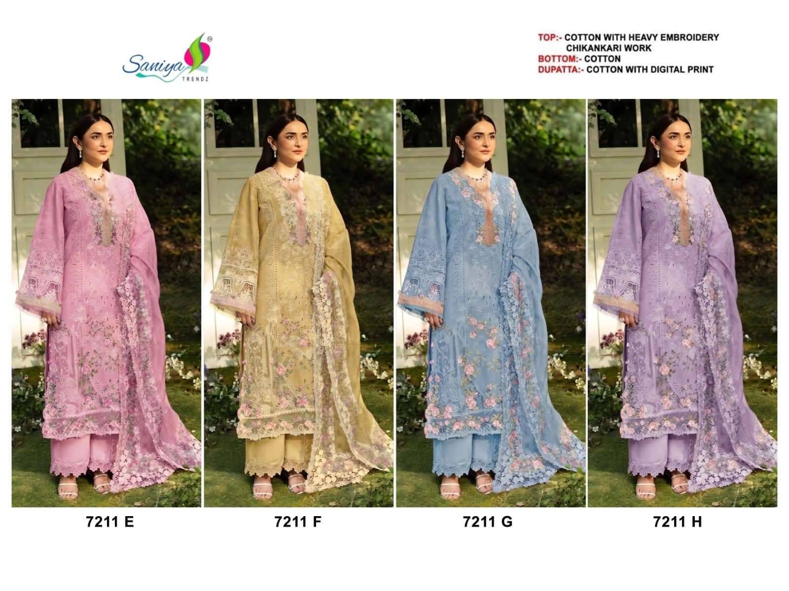Saniya Trendz 7211 Efgh Chikankari Work Pakistani Suits 4 Pcs Catalog