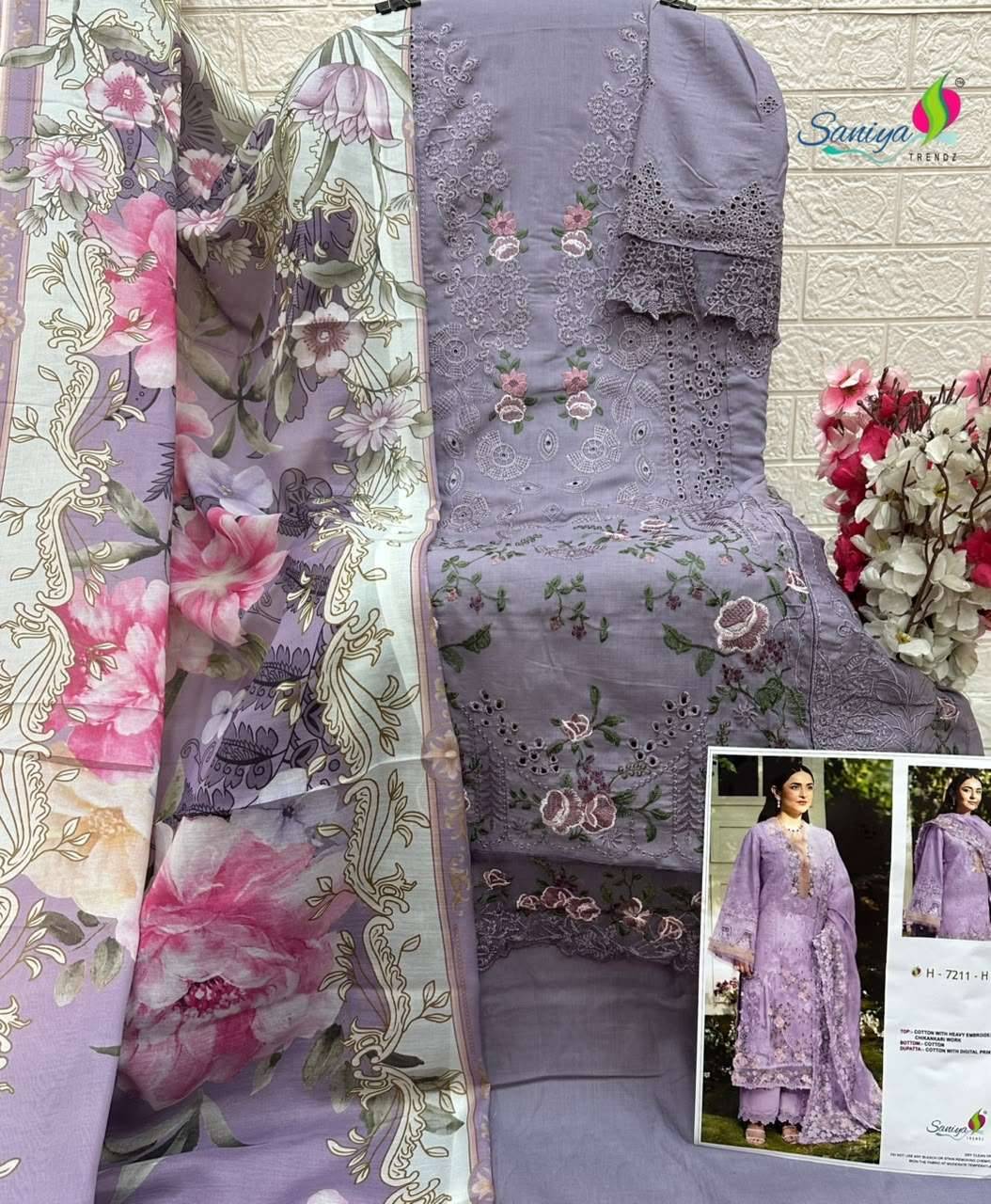 Saniya Trendz 7211 Efgh Chikankari Work Pakistani Suits 4 Pcs Catalog
