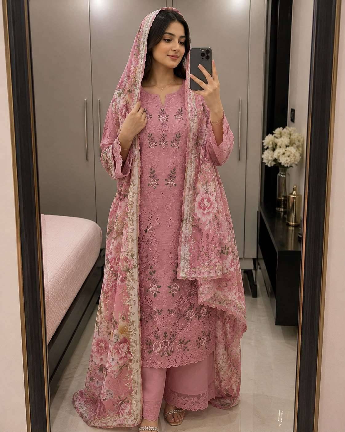Saniya Trendz 7211 Efgh Chikankari Work Pakistani Suits 4 Pcs Catalog