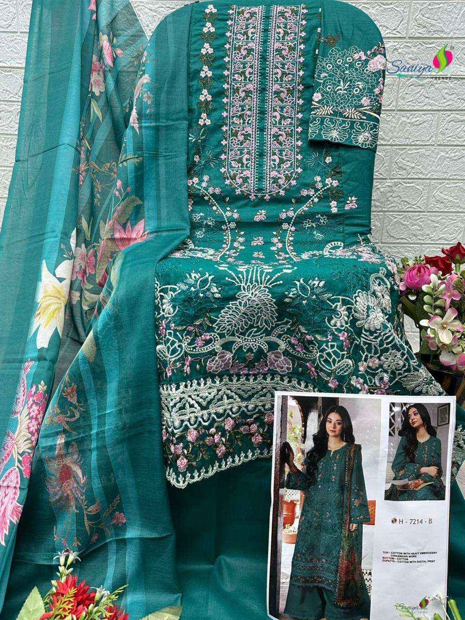 Saniya Trendz 7214 Abcd Unstitch Pakistani Dress 4pcs Catalog