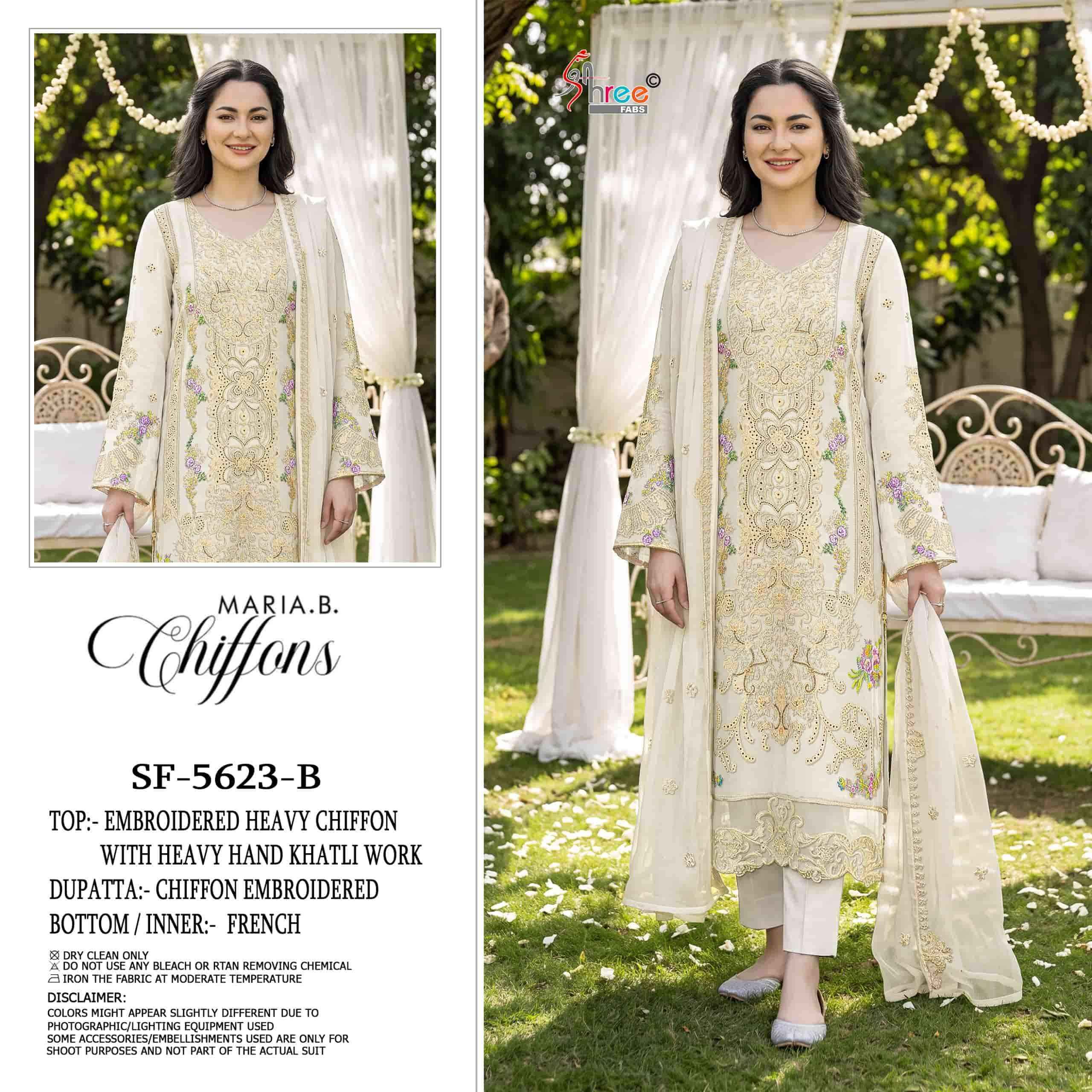 Shree Fabs Sf 5623 Abcd Designer Work Pakistani Chiffon Suit 4pcs set