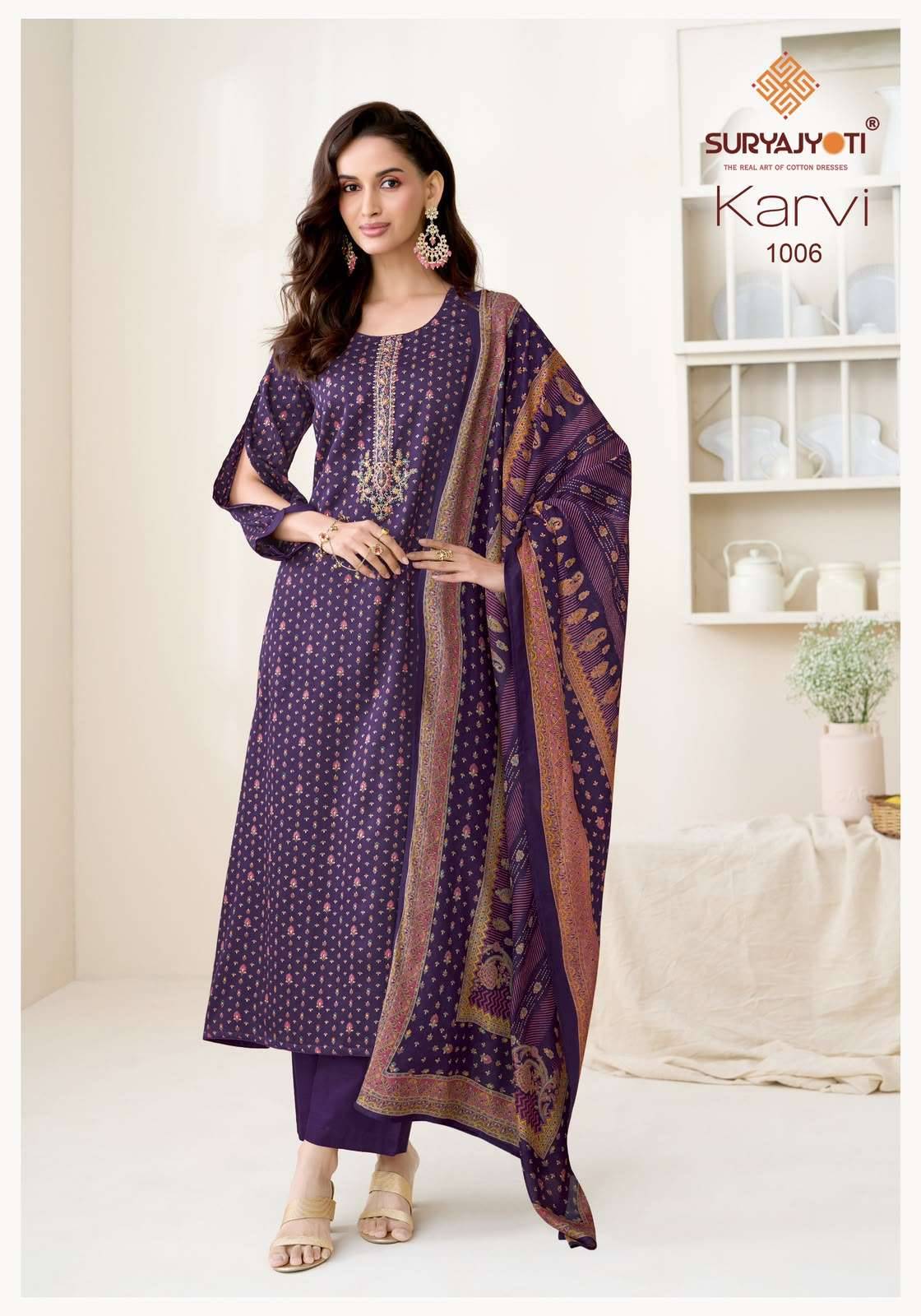 Suryajyoti Karvi Vol 1 Fancy Zam Satin Salwar Suit 6 Pcs Catalog )