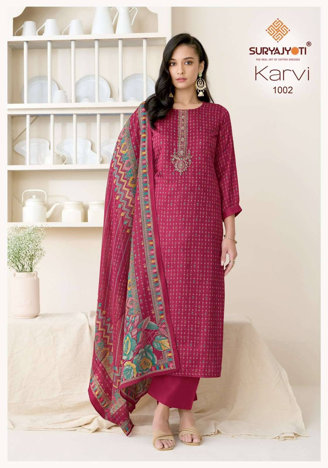 Suryajyoti Karvi Vol 1 Fancy Zam Satin Salwar Suit 6 Pcs Catalog )