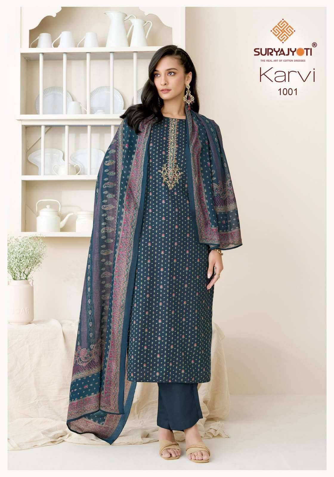 Suryajyoti Karvi Vol 1 Fancy Zam Satin Salwar Suit 6 Pcs Catalog )