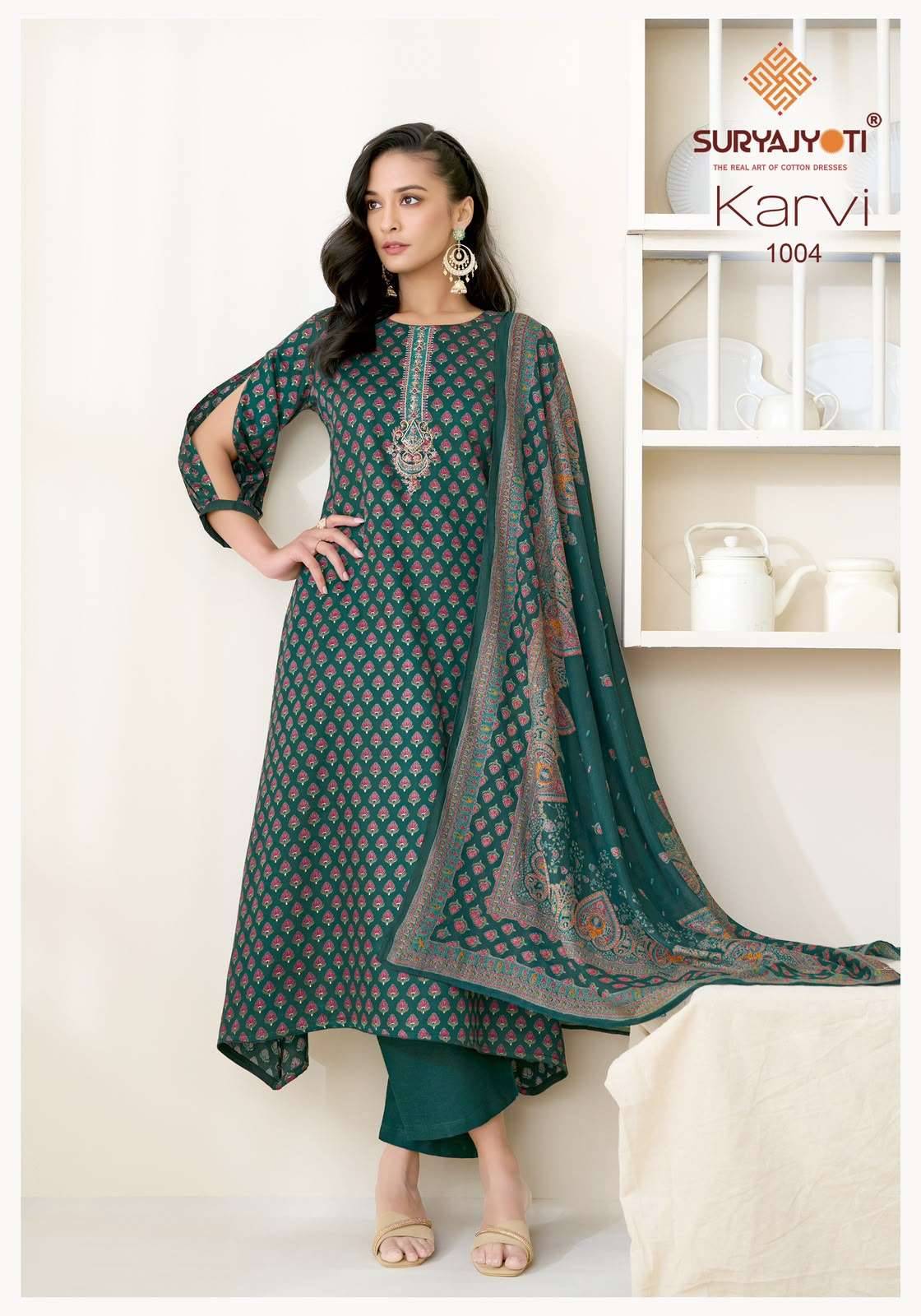 Suryajyoti Karvi Vol 1 Fancy Zam Satin Salwar Suit 6 Pcs Catalog )