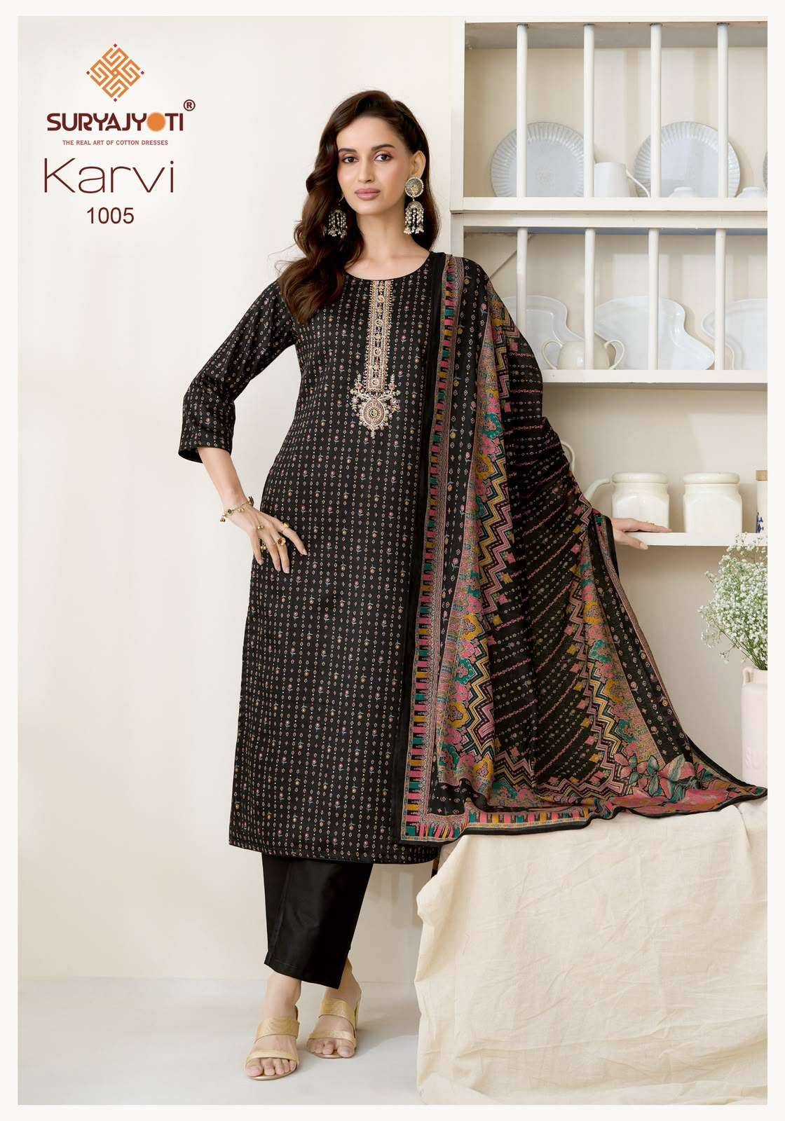 Suryajyoti Karvi Vol 1 Fancy Zam Satin Salwar Suit 6 Pcs Catalog )