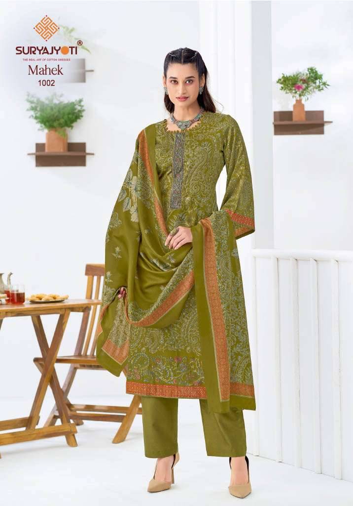 SURYAJYOTI MAHEK VOL 1 JAM SATIN PRINT WITH EMBROIDERY WORK SUIT _ SURAT WHOLESALE MARKET 6 PCS CATALOG 