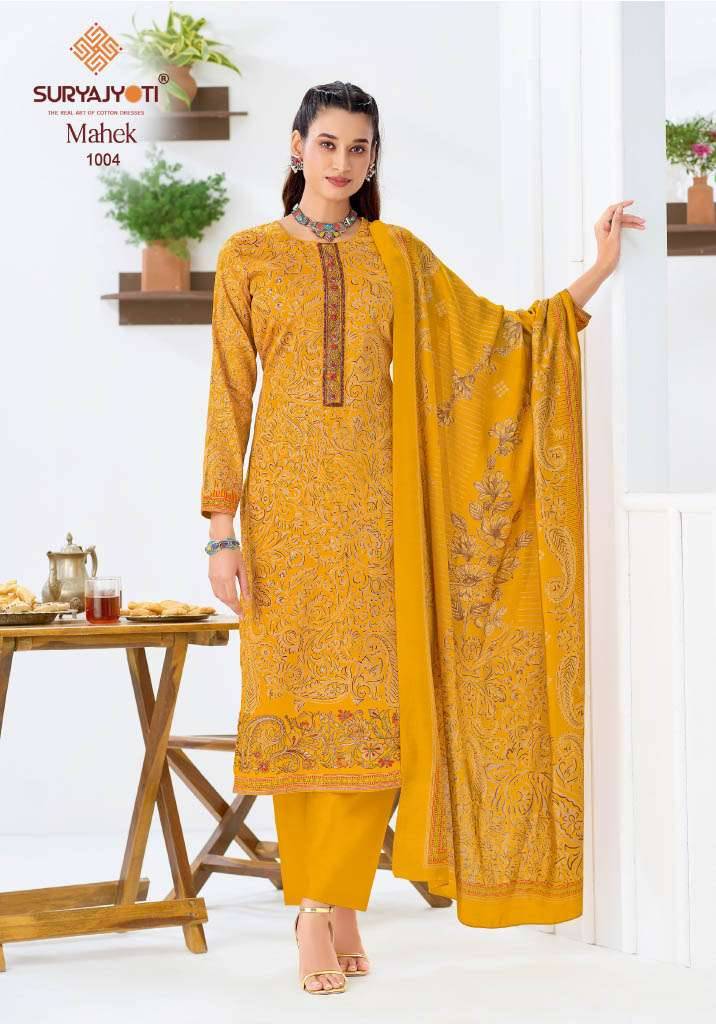 SURYAJYOTI MAHEK VOL 1 JAM SATIN PRINT WITH EMBROIDERY WORK SUIT _ SURAT WHOLESALE MARKET 6 PCS CATALOG 