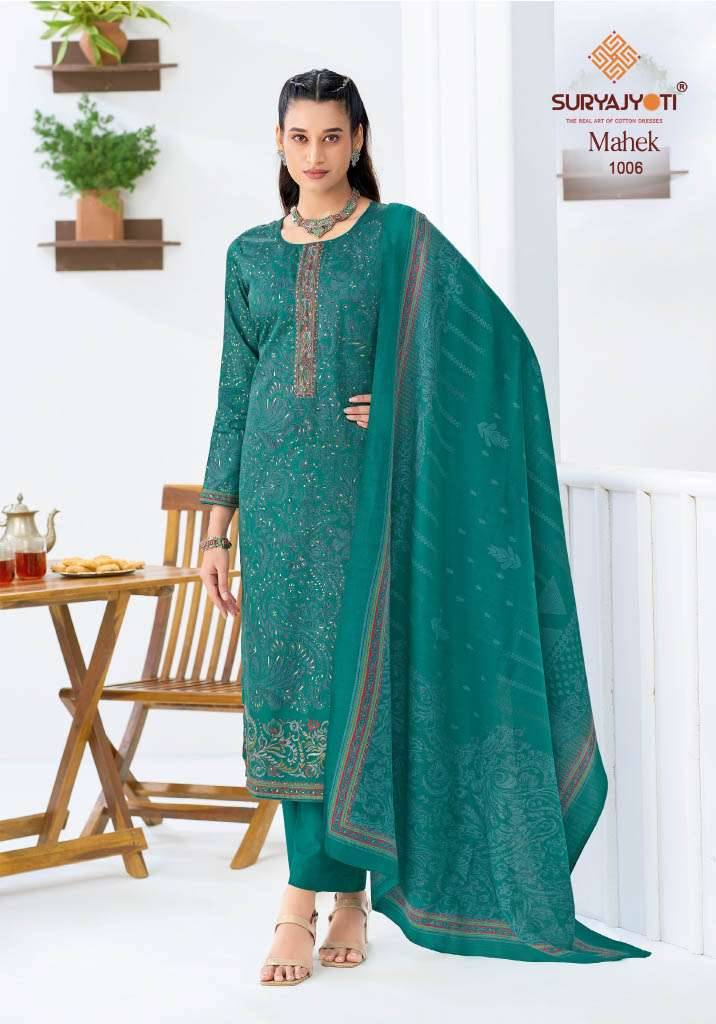SURYAJYOTI MAHEK VOL 1 JAM SATIN PRINT WITH EMBROIDERY WORK SUIT _ SURAT WHOLESALE MARKET 6 PCS CATALOG 