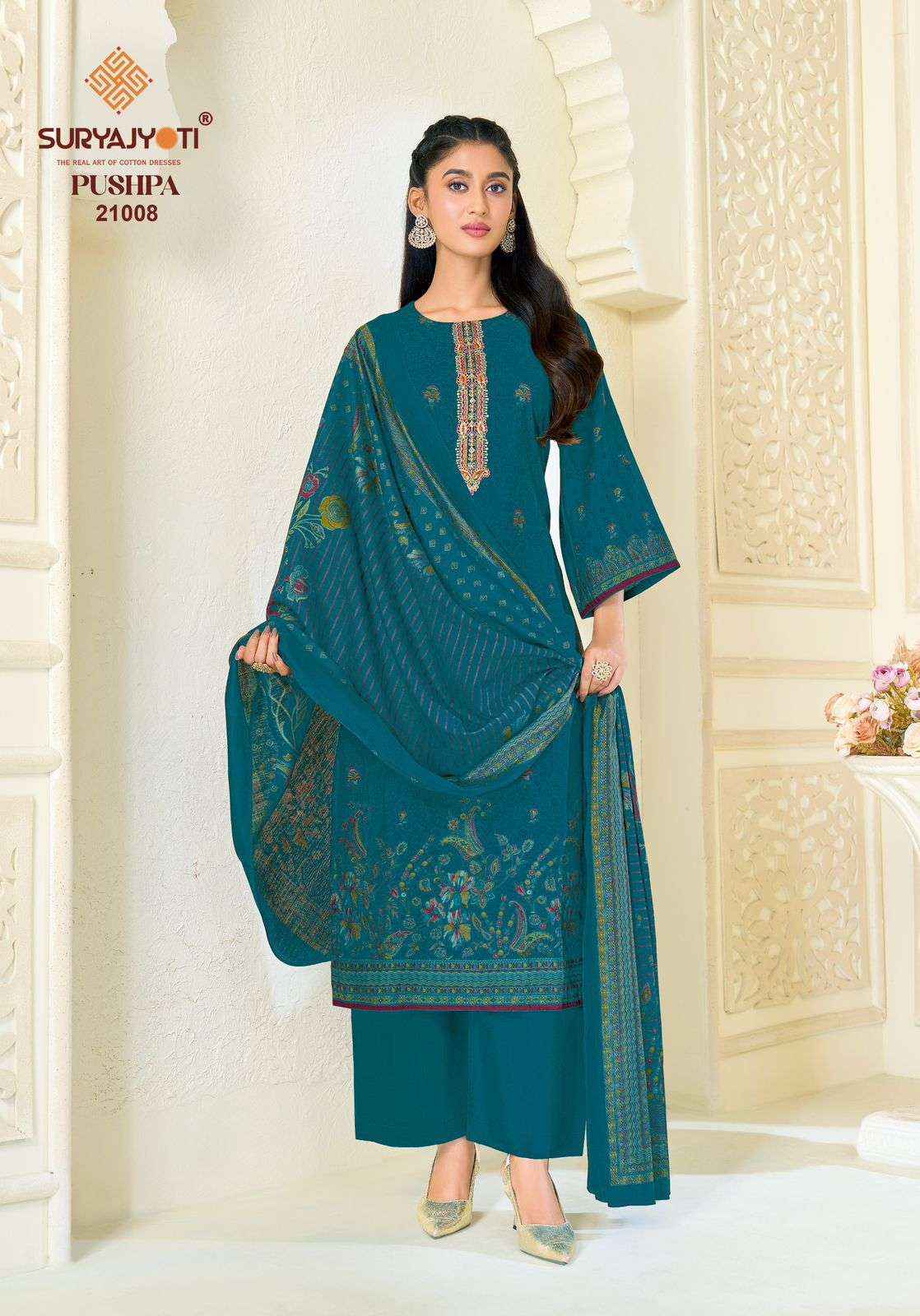 Suryajyoti Pushpa Vol 21 Pure Modal Silk Ladies Dress Suppliers 8 Pcs Set