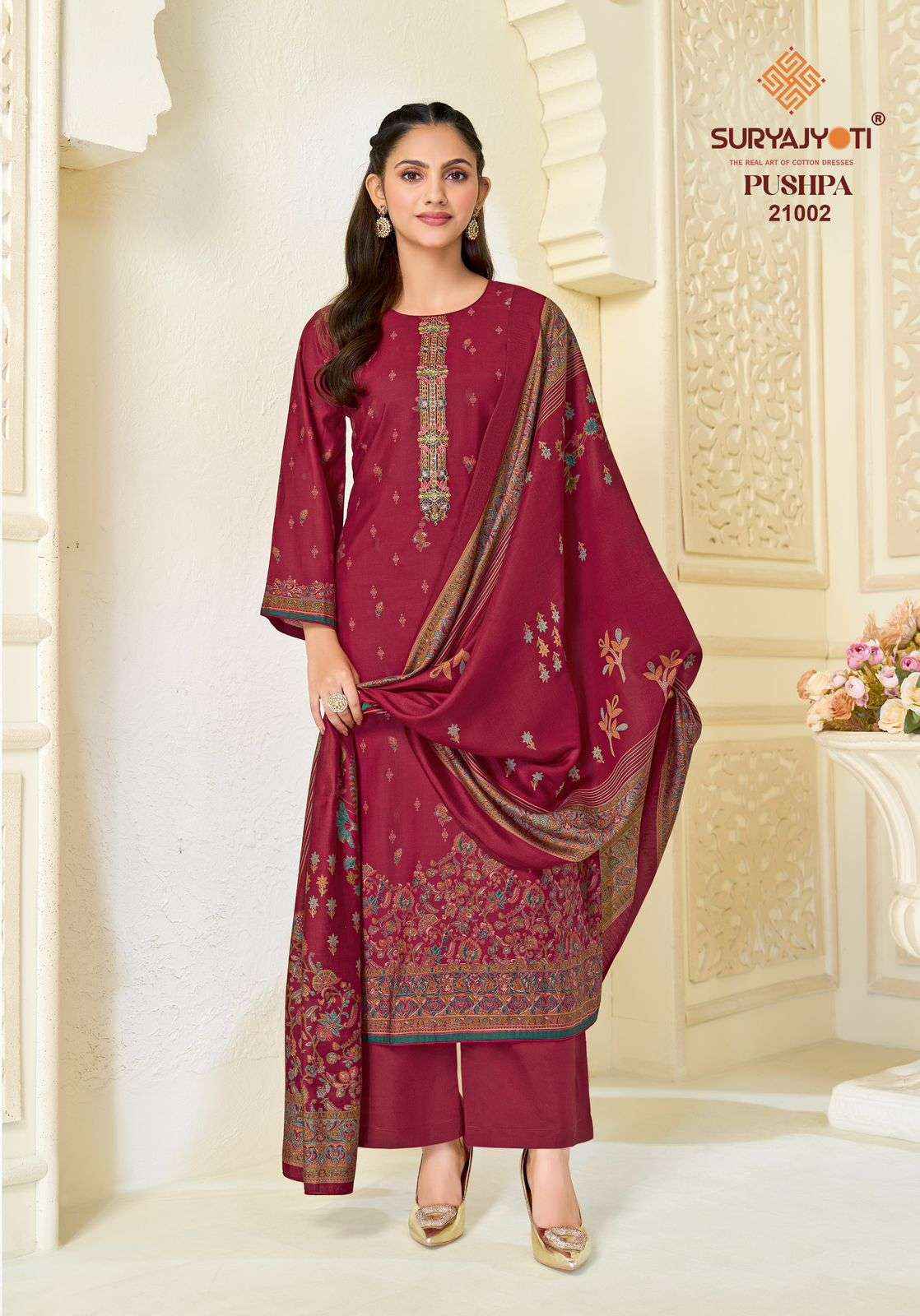Suryajyoti Pushpa Vol 21 Pure Modal Silk Ladies Dress Suppliers 8 Pcs Set