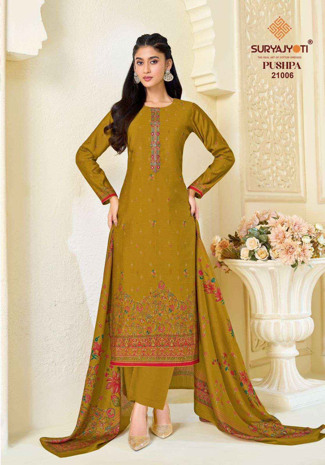 Suryajyoti Pushpa Vol 21 Pure Modal Silk Ladies Dress Suppliers 8 Pcs Set