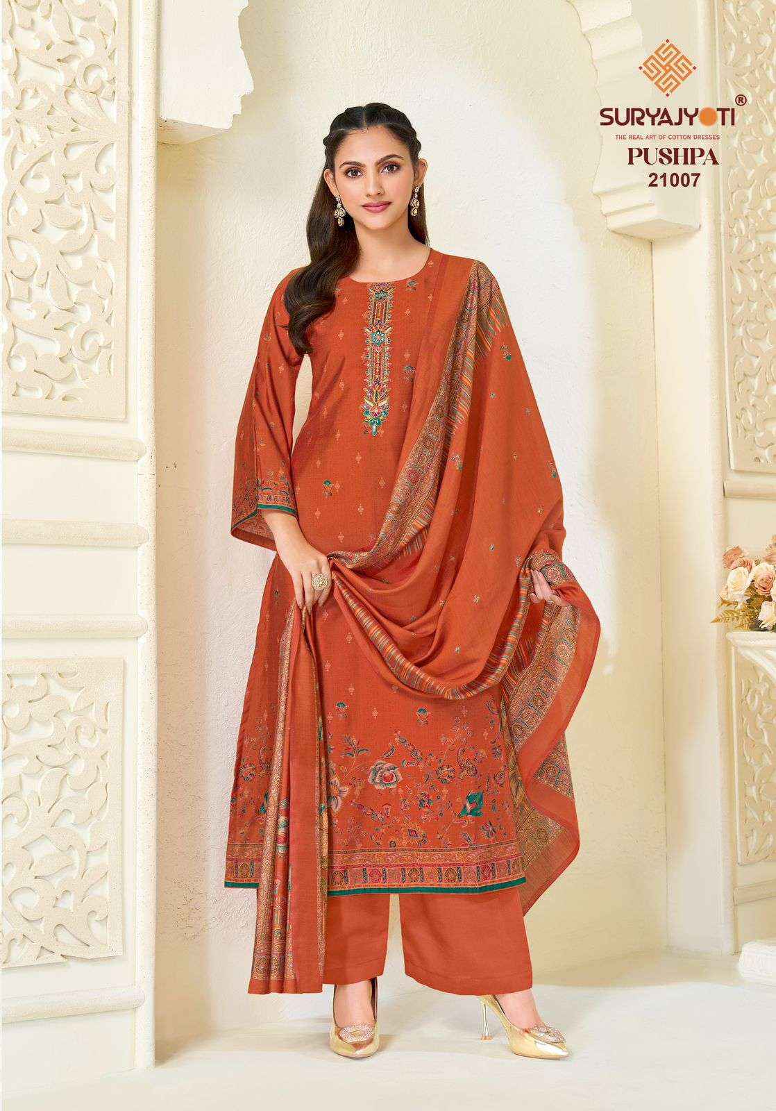 Suryajyoti Pushpa Vol 21 Pure Modal Silk Ladies Dress Suppliers 8 Pcs Set