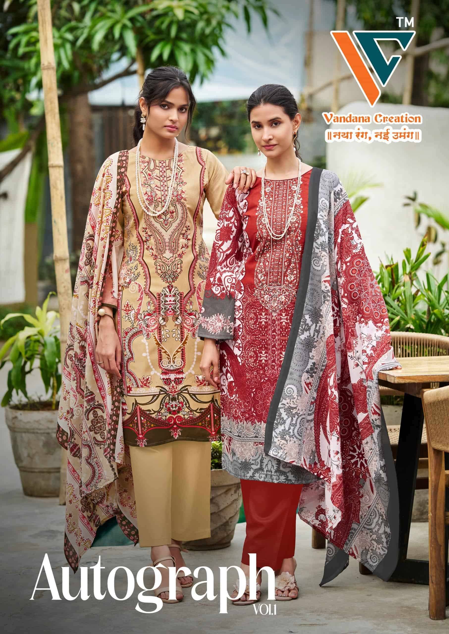 Vandana Fashion Autograph Vol 1 Dress Material 8 Pcs Catalog