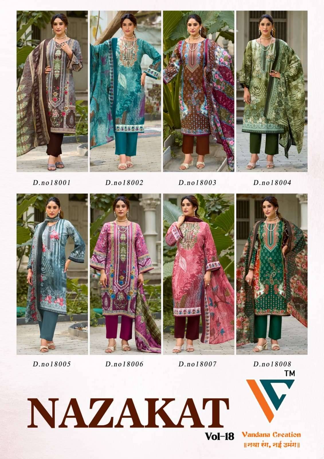 Vandana Fashion Nazakat Vol 18 Cotton Dress Material 8 Pcs Catalog
