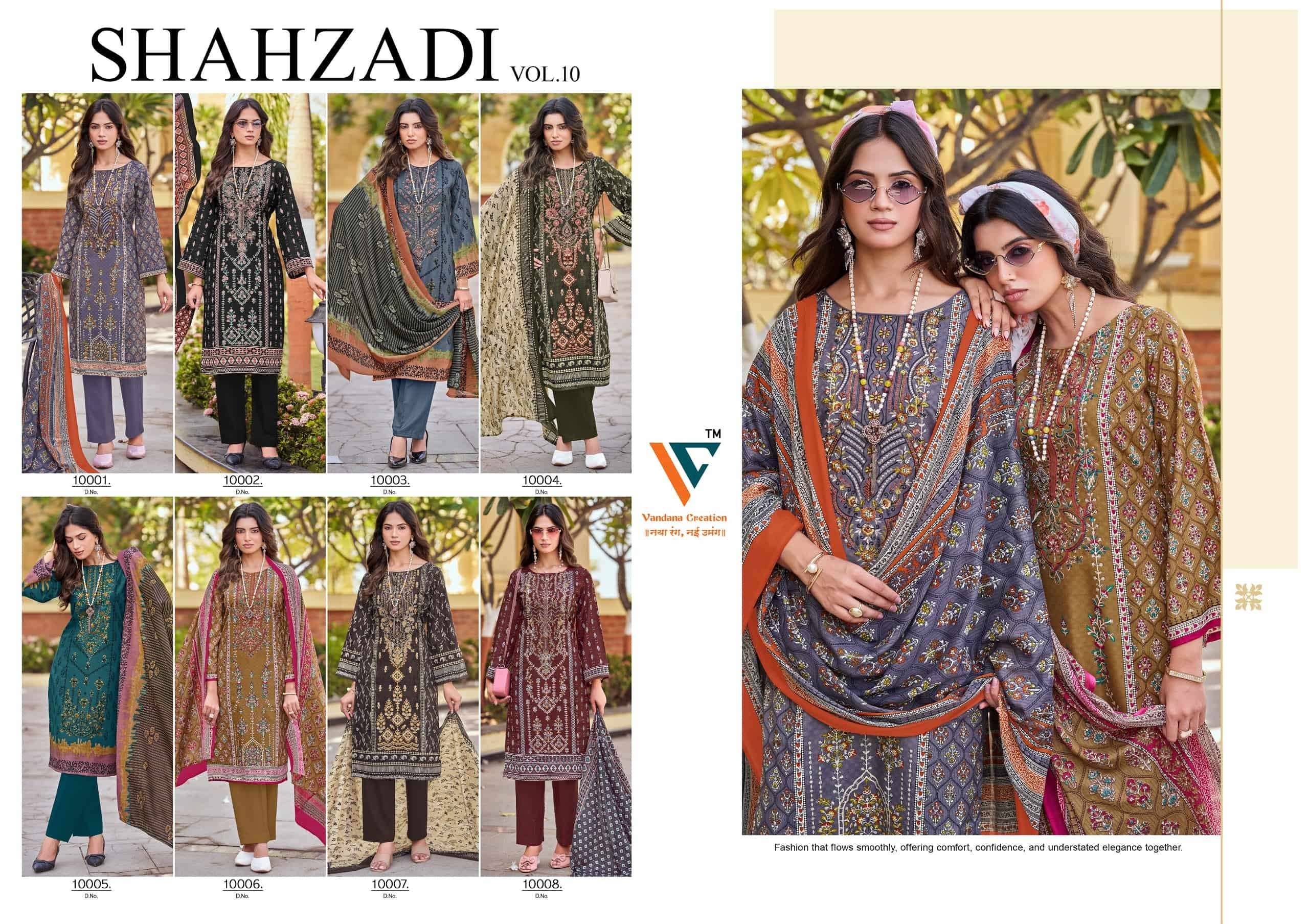 Vandana Fashion Shahzadi Vol 10 Printed Cotton Salwar Kameez 8 Pcs Catalog 