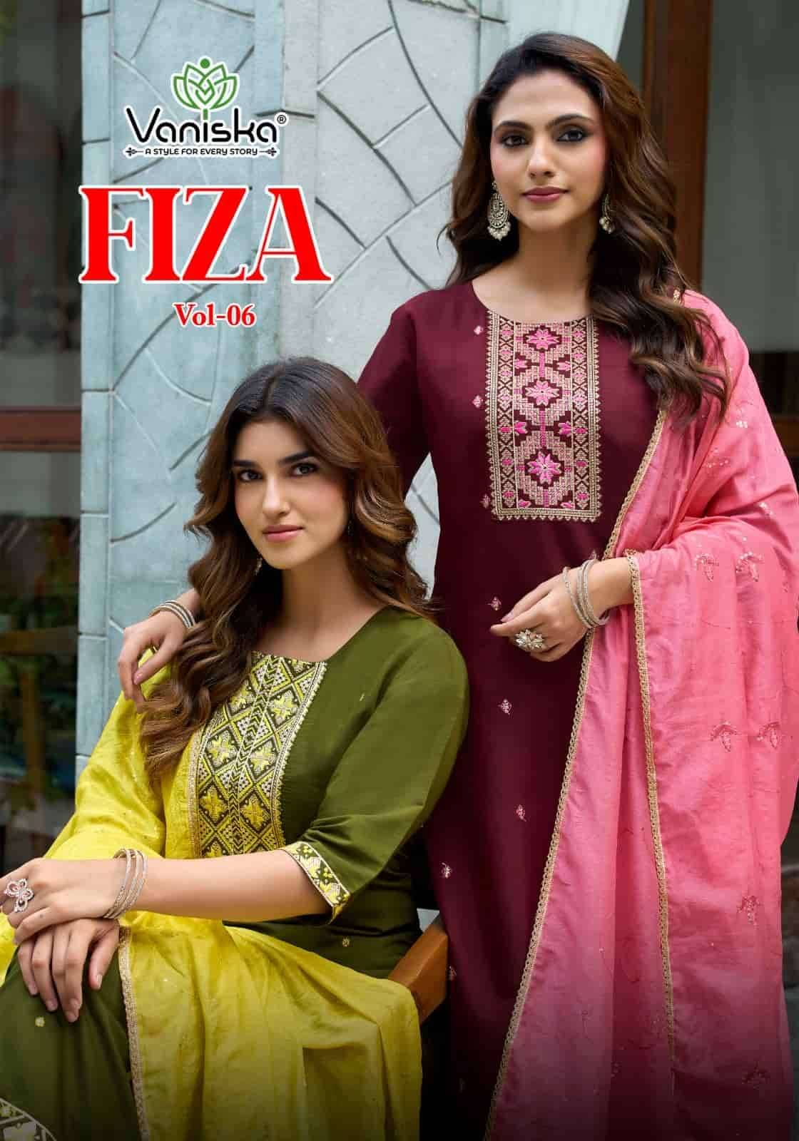 Vaniska Fiza Vol 6 Premium Designs 3 Piece Suit _ Surat Wholesale Market 6 Pcs Catalog 