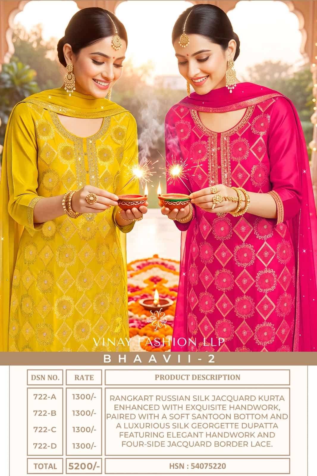 Vinay Fashion Kuleesh Bhaavii Vol 2 Fancy Silk Designer Salwar Suit 4 Pcs Catalog 