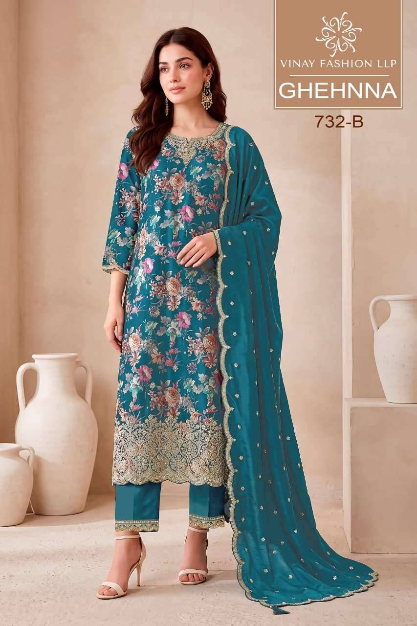 Vinay Fashion Kuleesh Ghehnna Exclusive Premium Chinon Salwar Kameez  4 Pcs catalog 