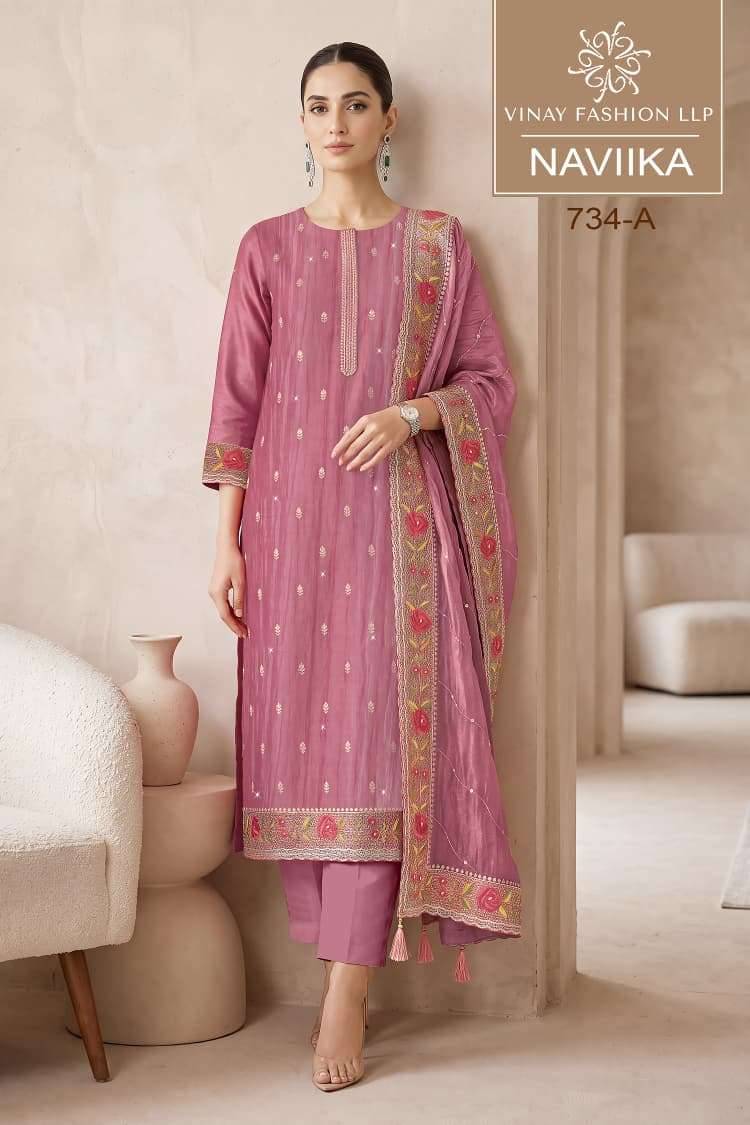 Vinay Fashion Kuleesh Naviika Premium Chanderi Latest Salwar Kameez 4 Pcs Catalog 