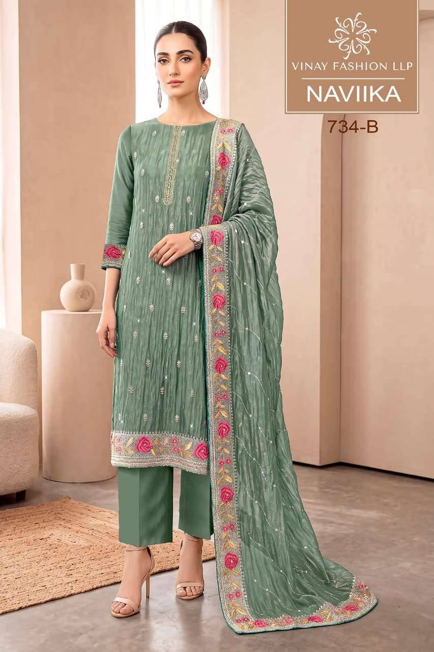 Vinay Fashion Kuleesh Naviika Premium Chanderi Latest Salwar Kameez 4 Pcs Catalog 