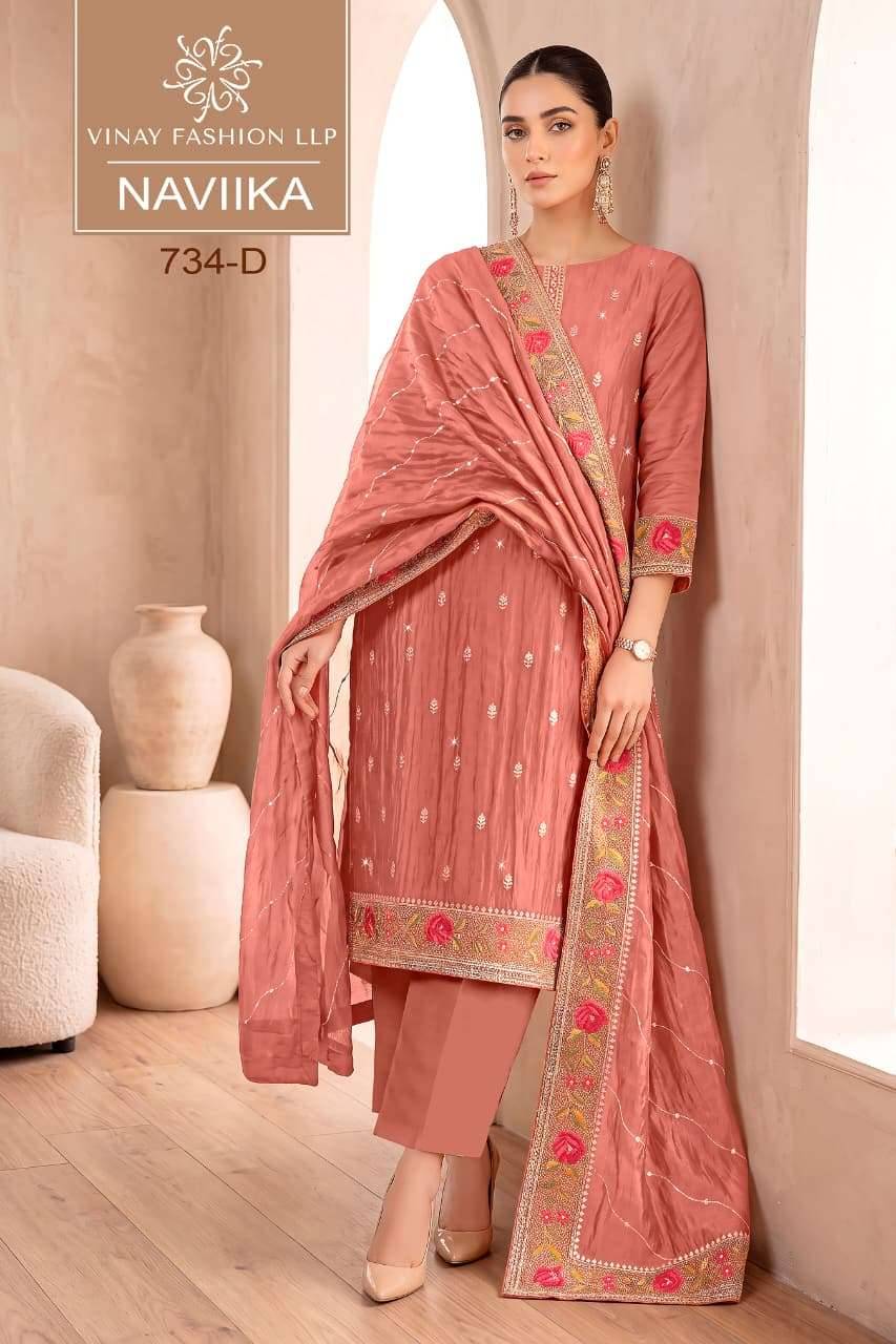 Vinay Fashion Kuleesh Naviika Premium Chanderi Latest Salwar Kameez 4 Pcs Catalog 