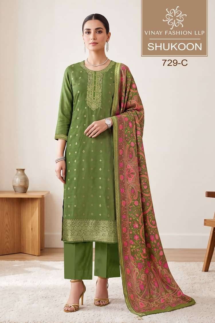 Vinay Fashion Shukoon Fancy Russian Silk Designer Suit 4 Pcs Catalog Wholesale