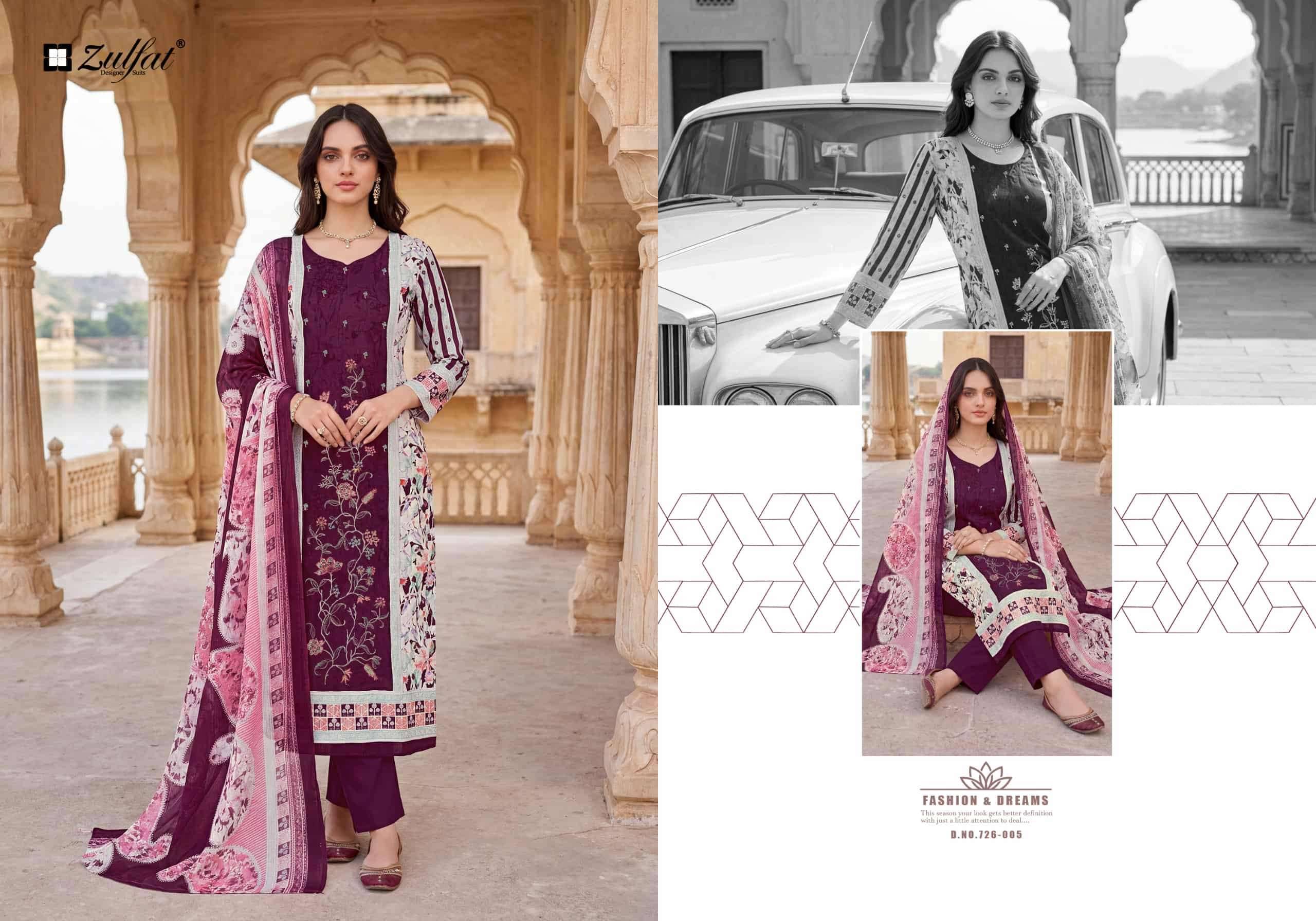 Zulfat Humraaz Jam Cotton Dress Material 6 pcs Catalogue