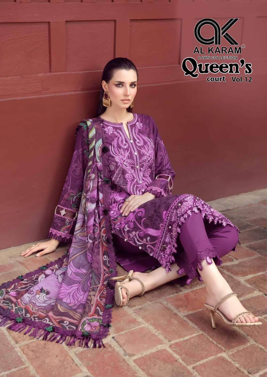 Al Karam Queens Court Vol 12 Cambric Cotton Dress Material 6 pcs Catalog