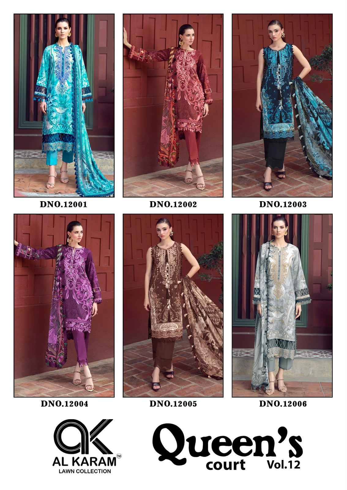Al Karam Queens Court Vol 12 Cambric Cotton Dress Material 6 pcs Catalog