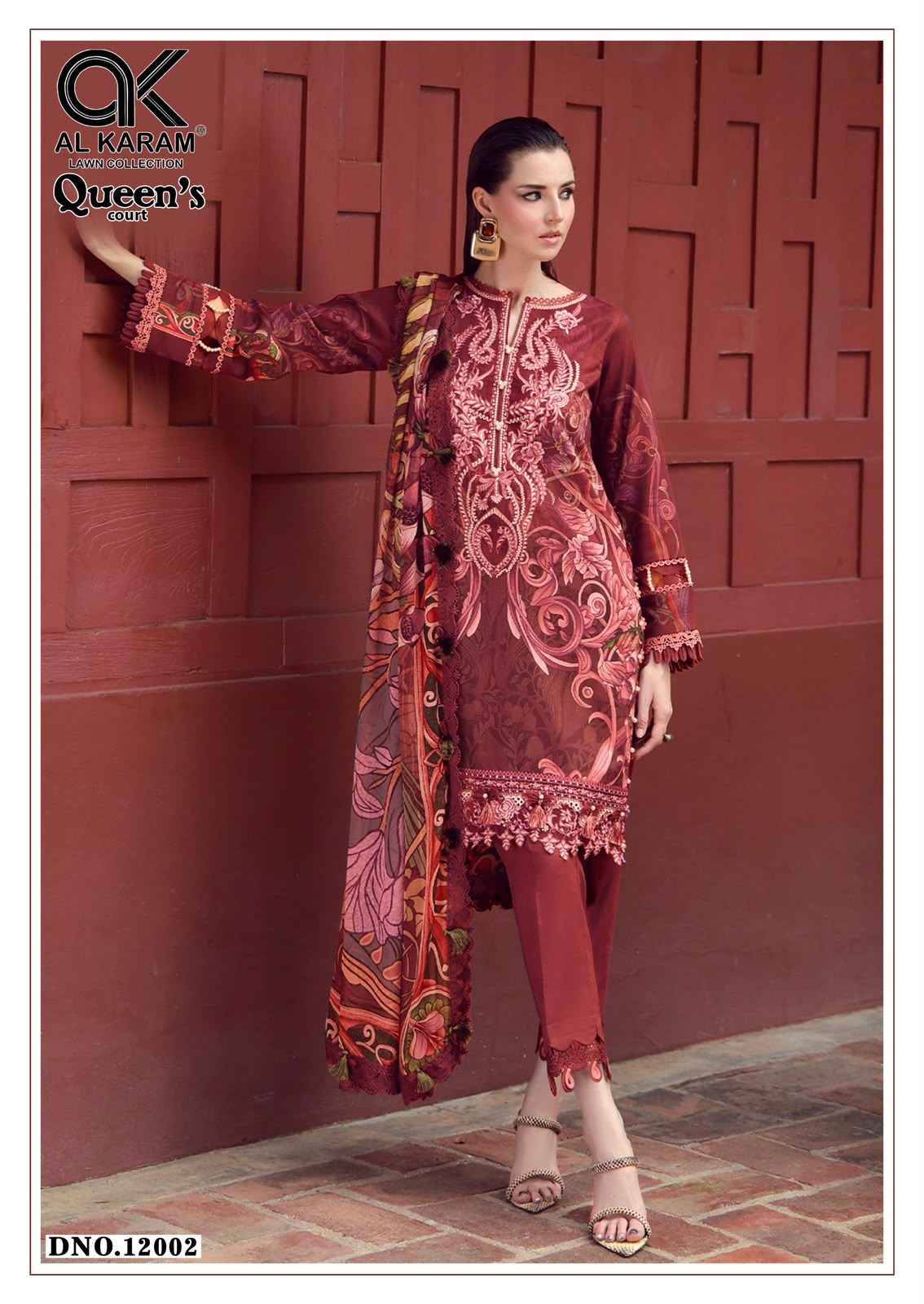 Al Karam Queens Court Vol 12 Cambric Cotton Dress Material 6 pcs Catalog