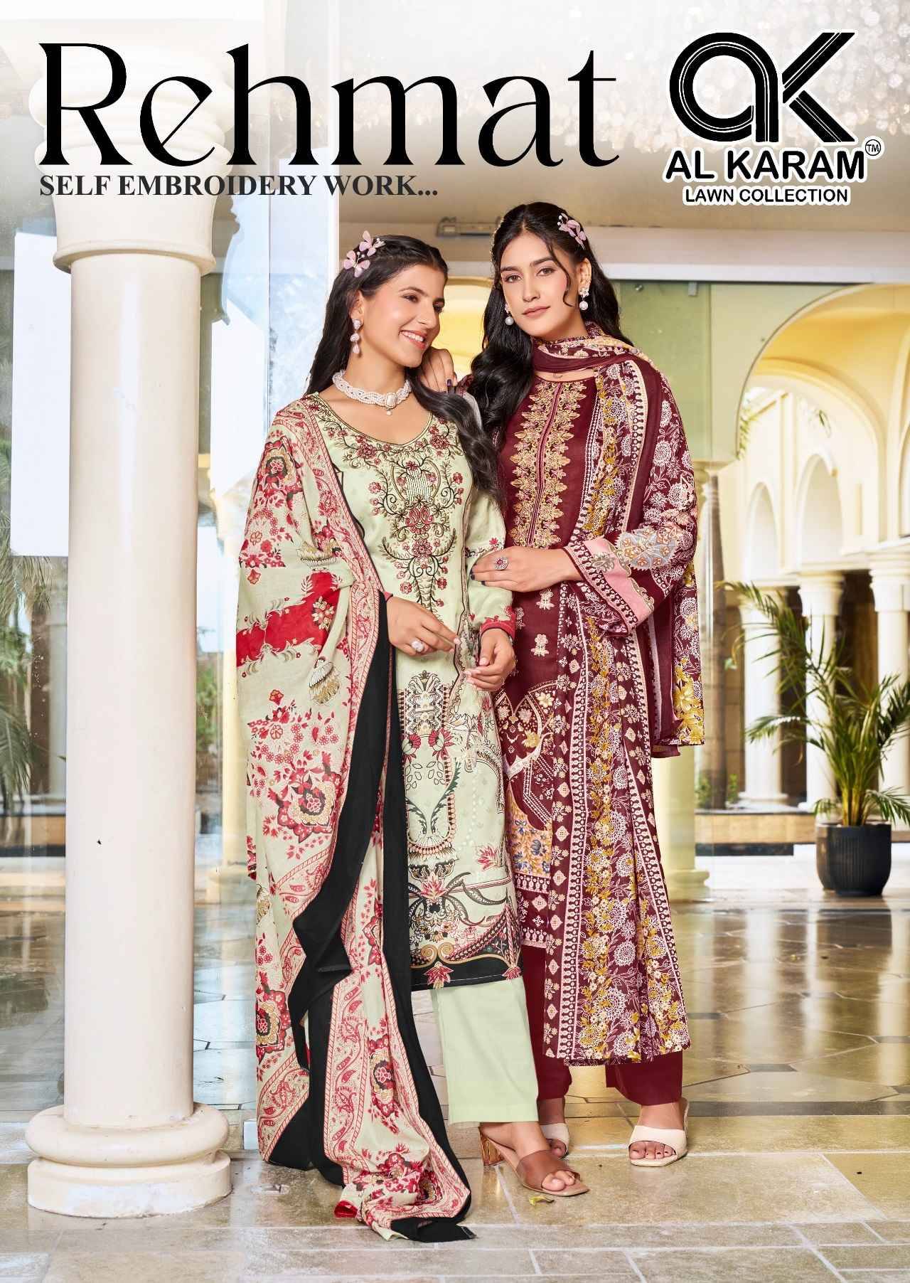 Al Karam Rehmat Cotton Dress Material 6 pcs Catalog | surat textile market