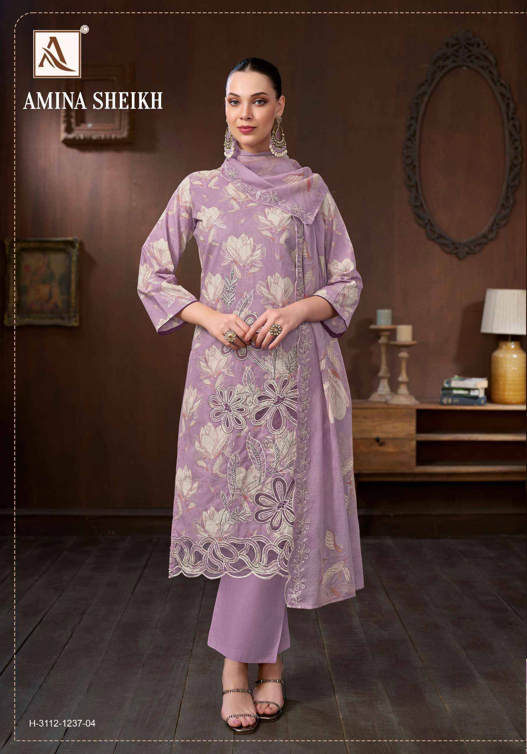 Alok Amina Sheikh Cambric Cotton Dress Material 6 pcs Catalog