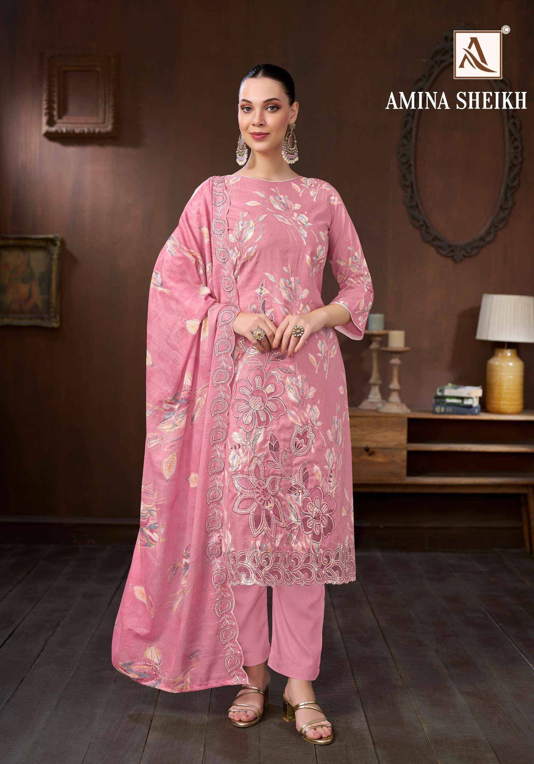 Alok Amina Sheikh Cambric Cotton Dress Material 6 pcs Catalog