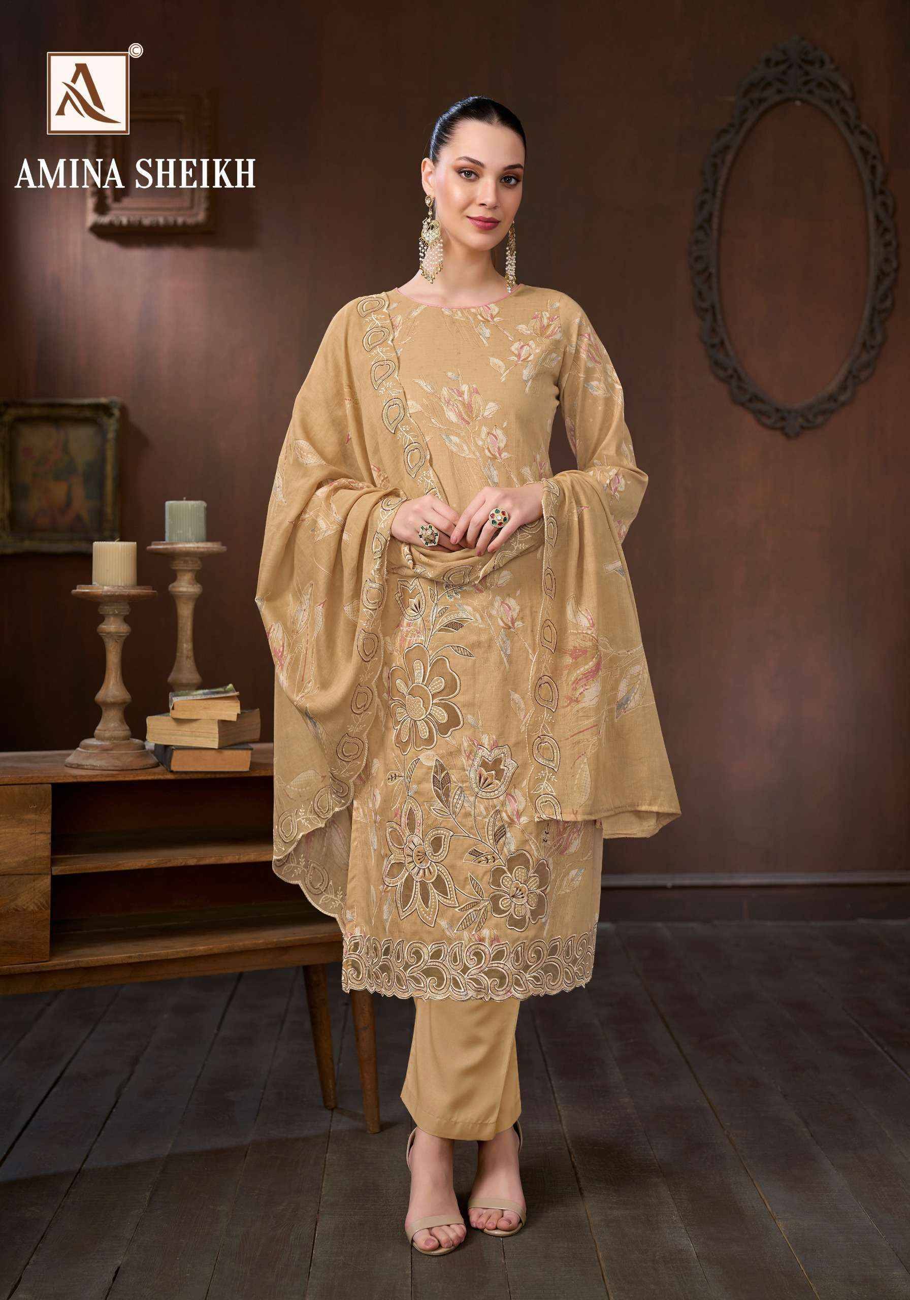 Alok Amina Sheikh Cambric Cotton Dress Material 6 pcs Catalog