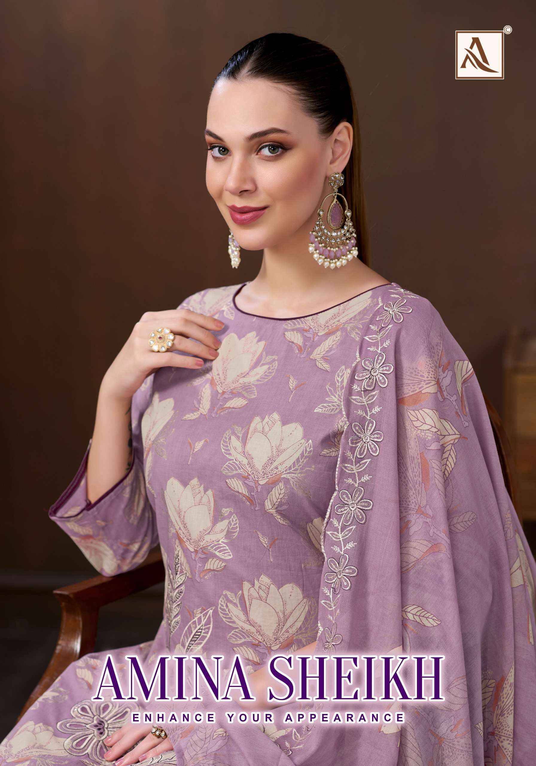Alok Amina Sheikh Cambric Cotton Dress Material 6 pcs Catalog