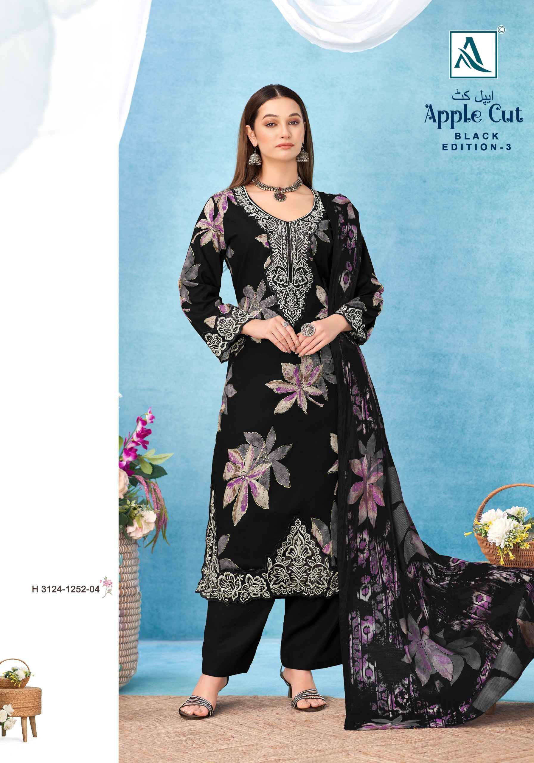 Alok Apple Cut Black Edition 3 Viscose Reyon  Suits 6 pcs Catalog | Wholesale Market Surat