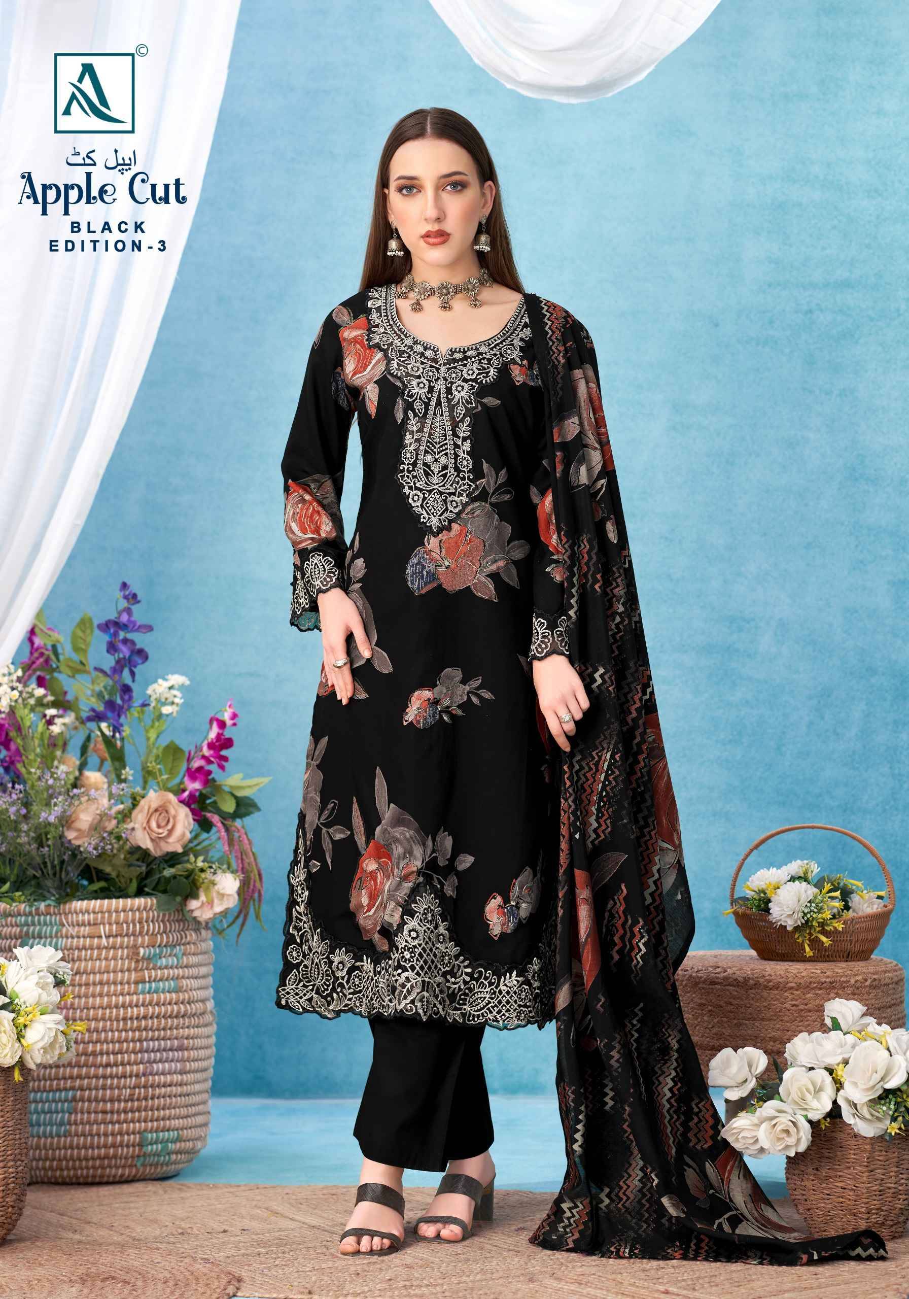 Alok Apple Cut Black Edition 3 Viscose Reyon  Suits 6 pcs Catalog | Wholesale Market Surat