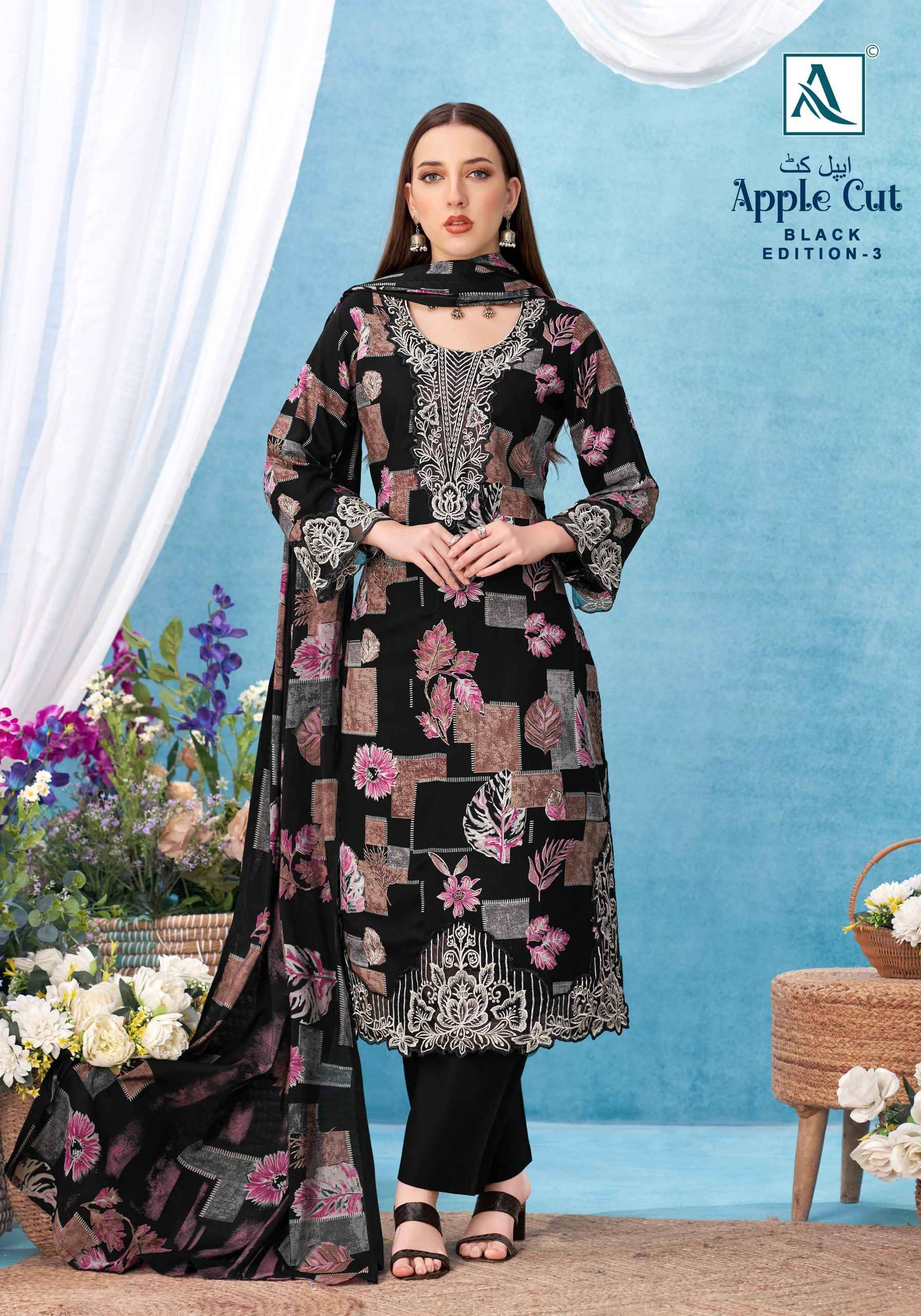 Alok Apple Cut Black Edition 3 Viscose Reyon  Suits 6 pcs Catalog | Wholesale Market Surat
