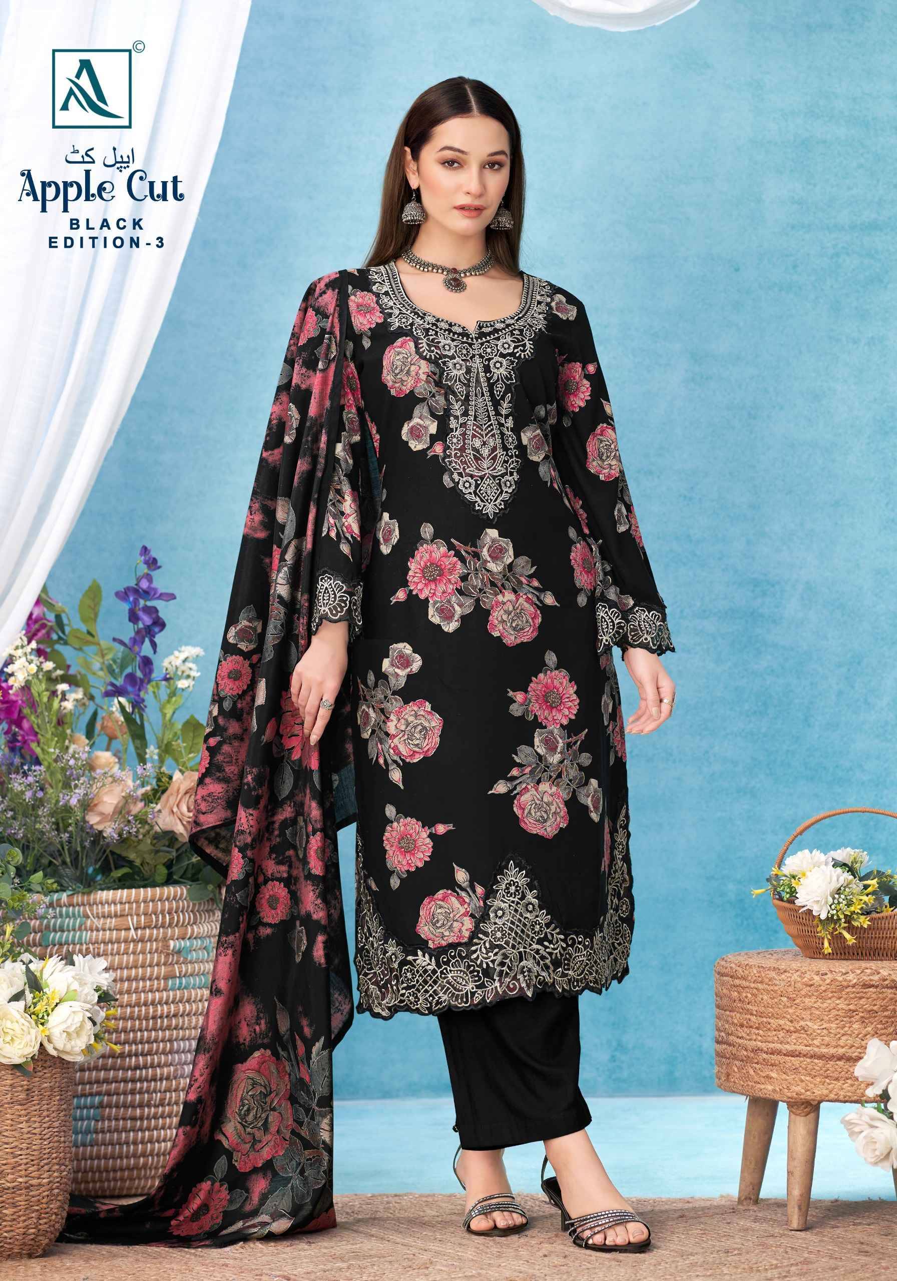 Alok Apple Cut Black Edition 3 Viscose Reyon  Suits 6 pcs Catalog | Wholesale Market Surat